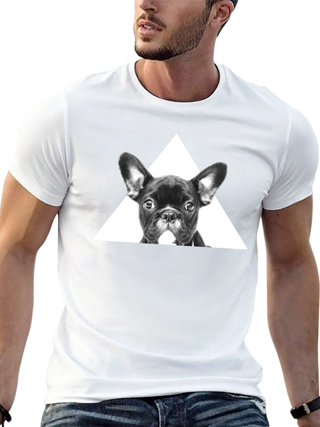 Dog Triangle Graphic Tee - Stylish Unisex Black T-Shirt