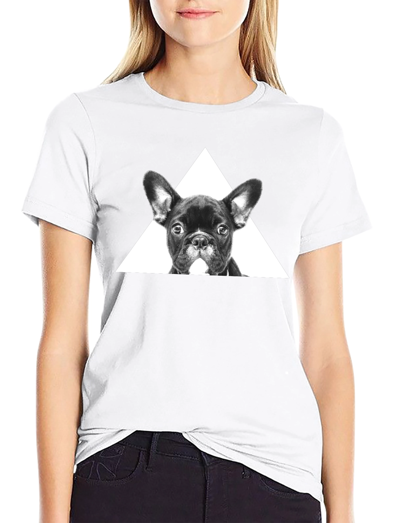 Dog Triangle Graphic Tee - Stylish Unisex Black T-Shirt