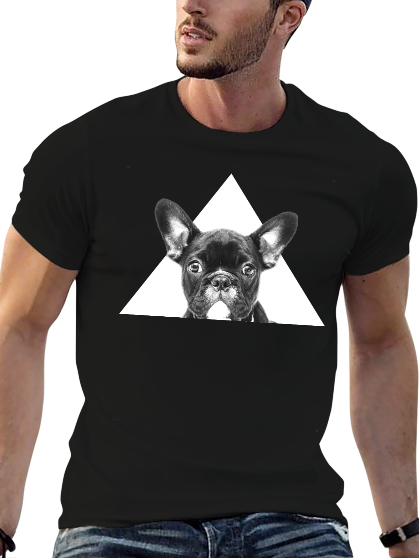 Dog Triangle Graphic Tee - Stylish Unisex Black T-Shirt
