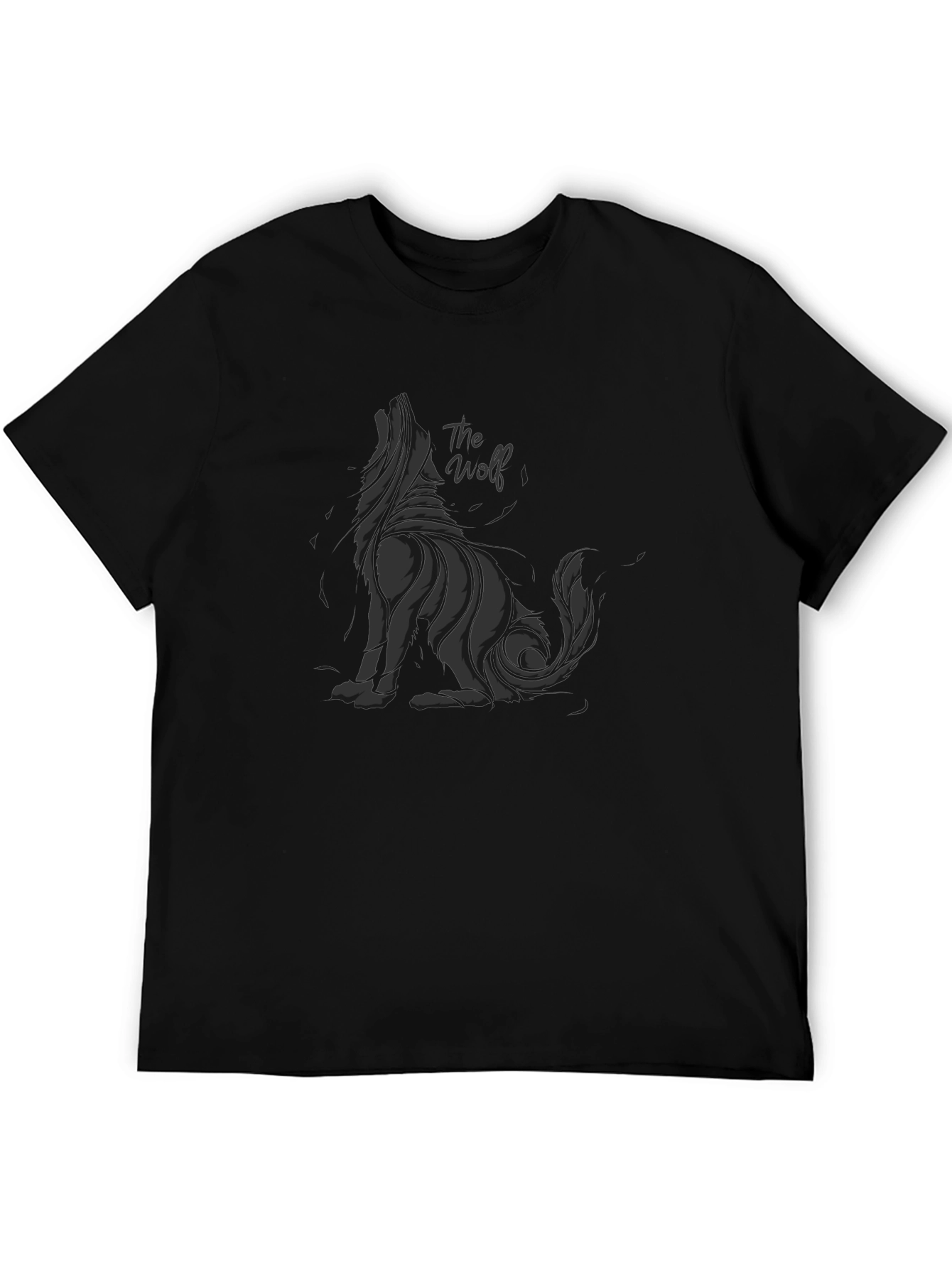 Mens Black The Wolf Graphic T-Shirt