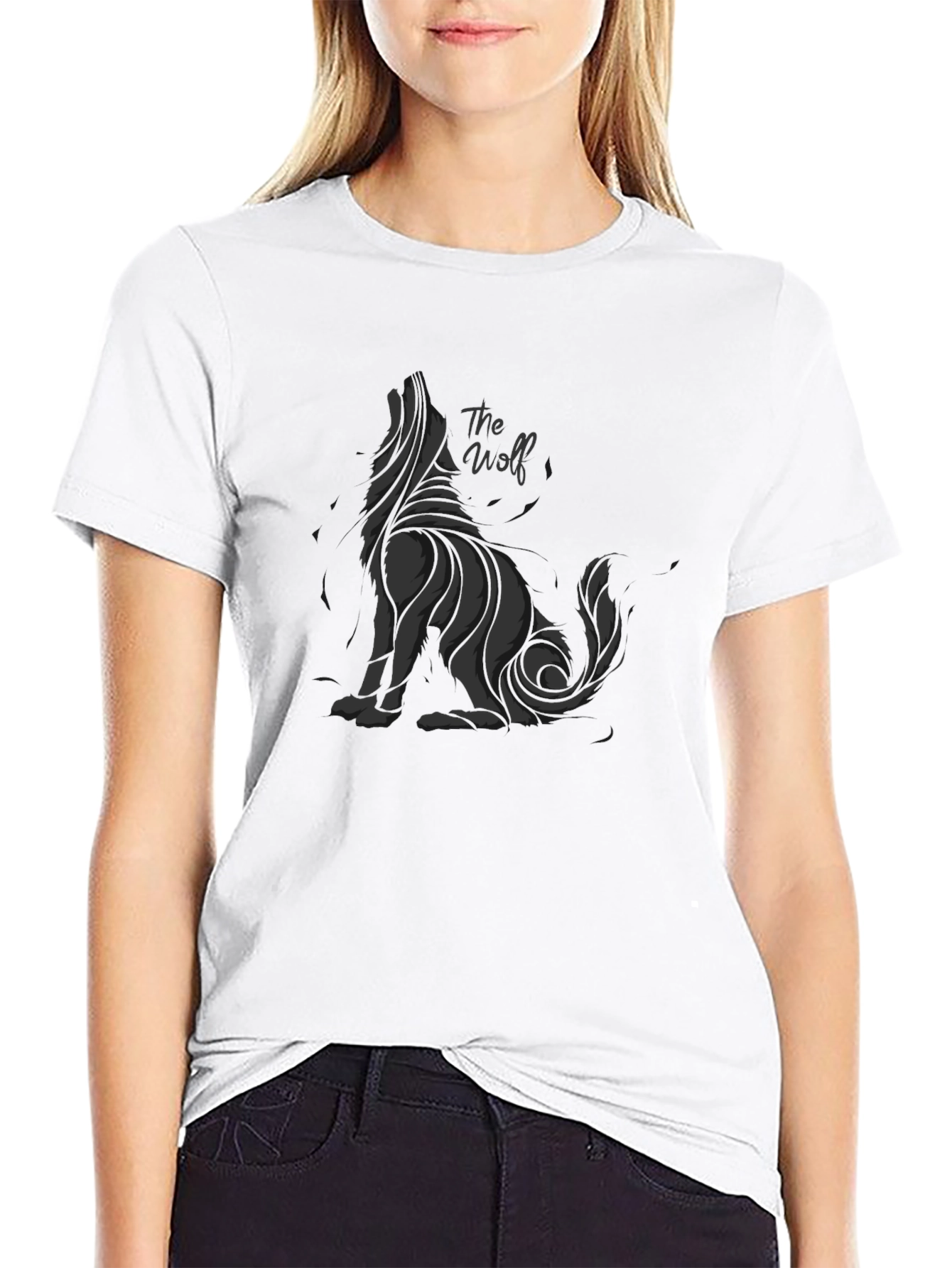 Mens Black The Wolf Graphic T-Shirt