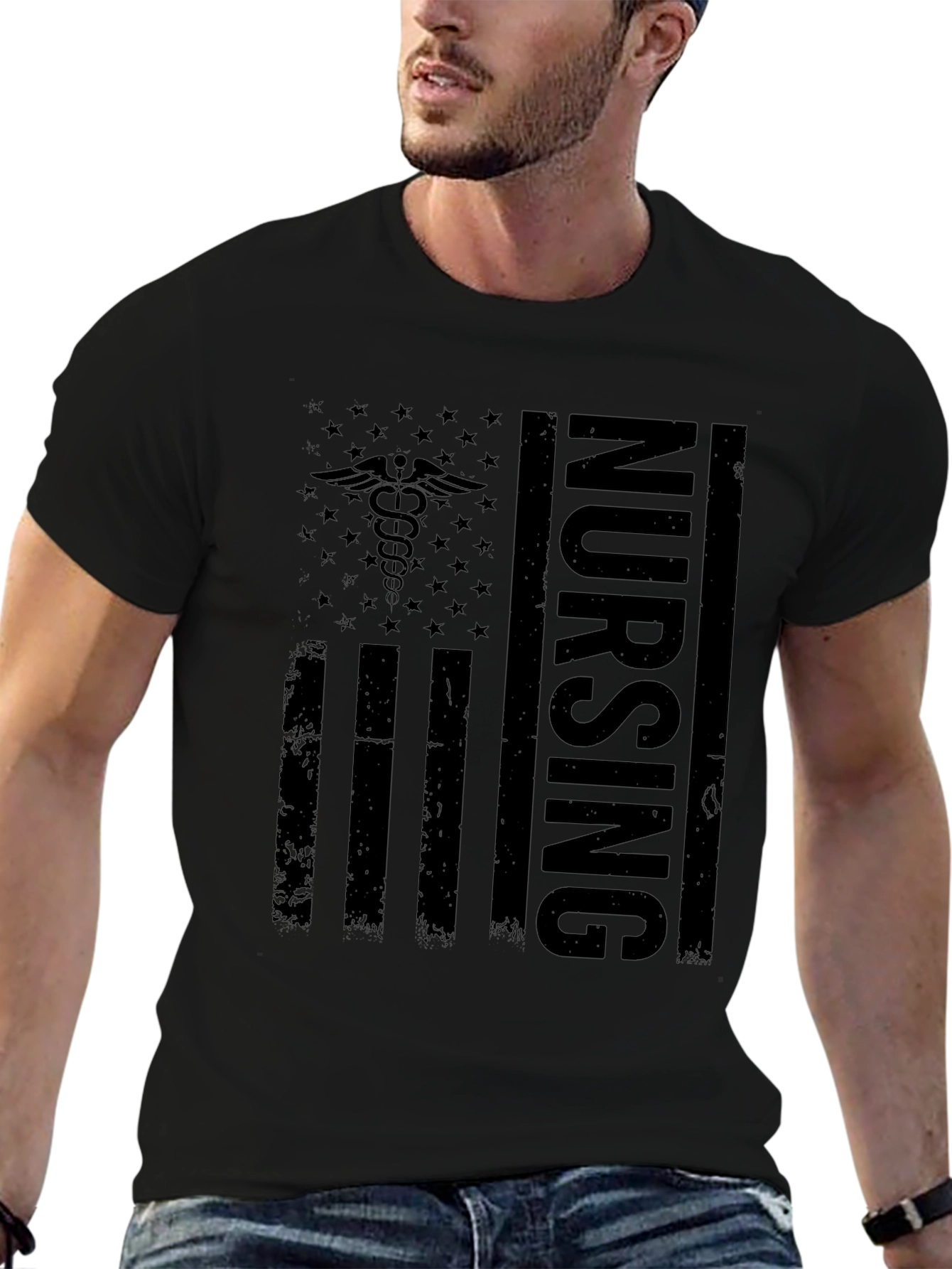 Nursing American Flag Graphic Tee