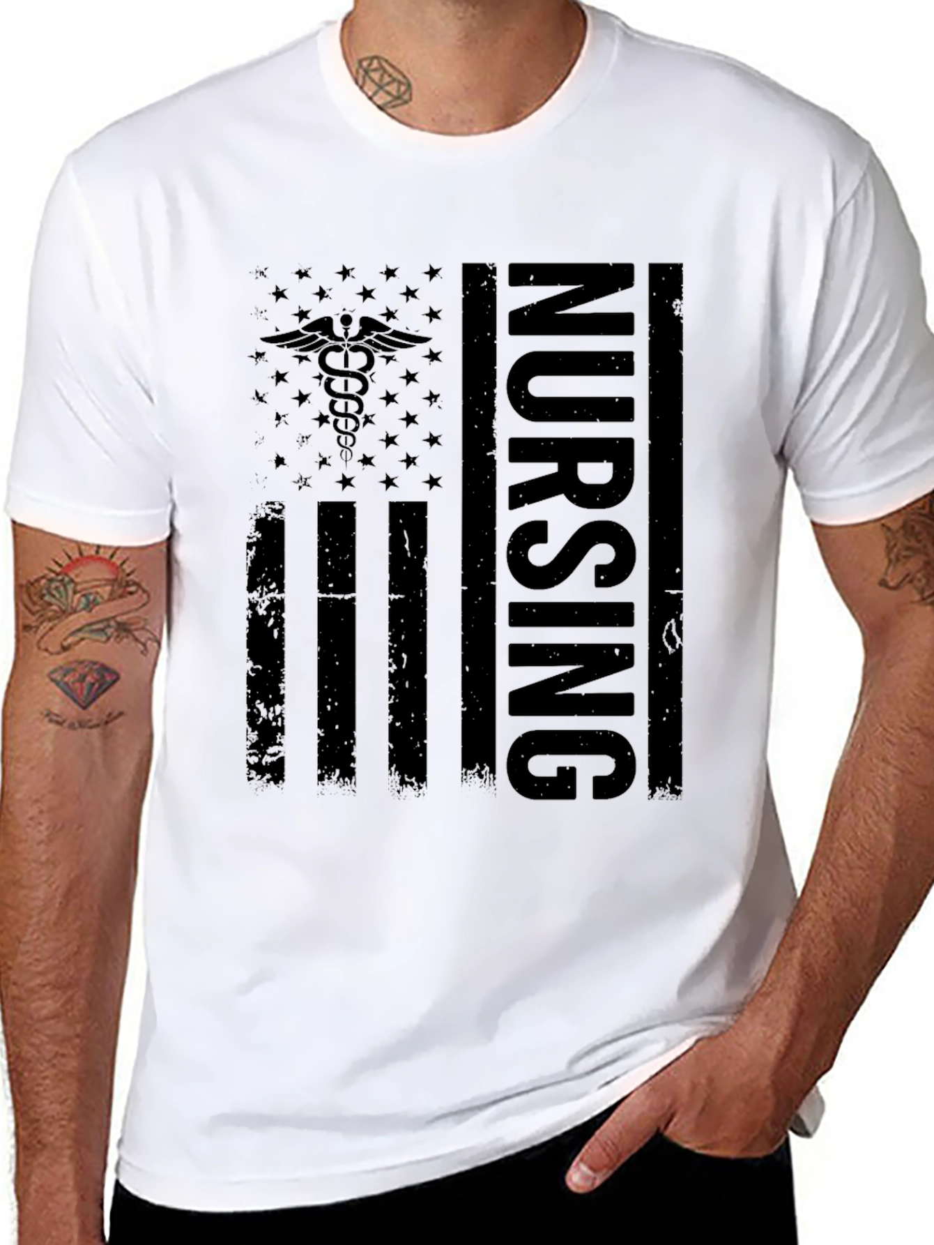 Nursing American Flag Graphic Tee