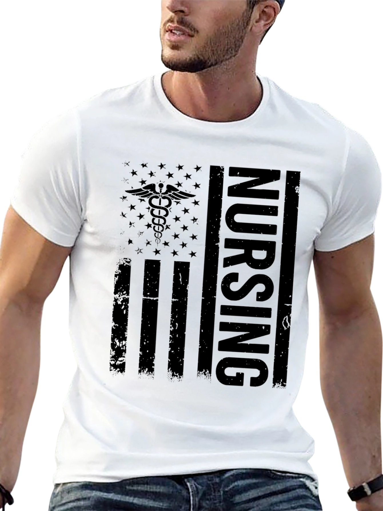 Nursing American Flag Graphic Tee