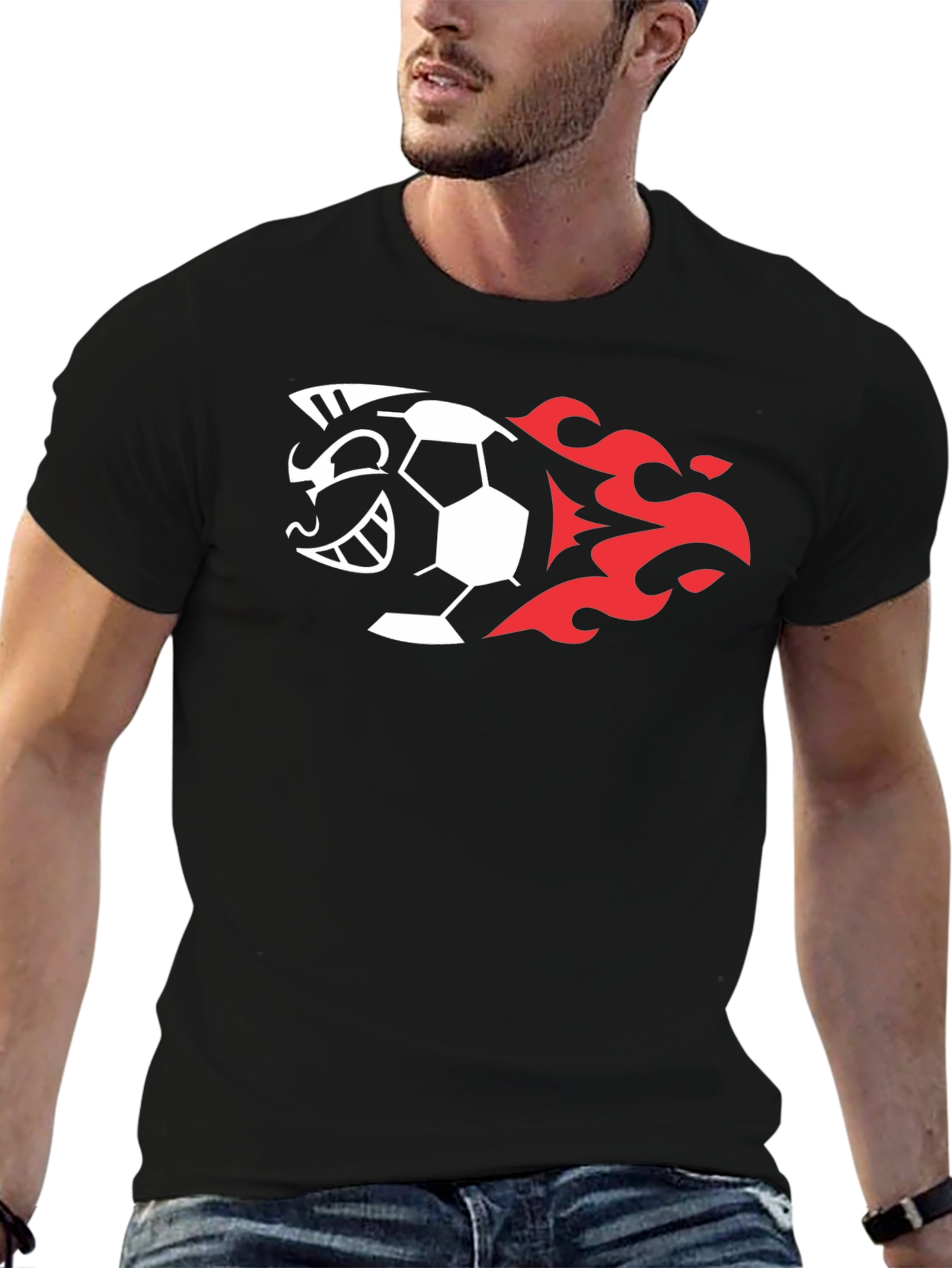 Fiery Soccer Ball Graphic T-Shirt