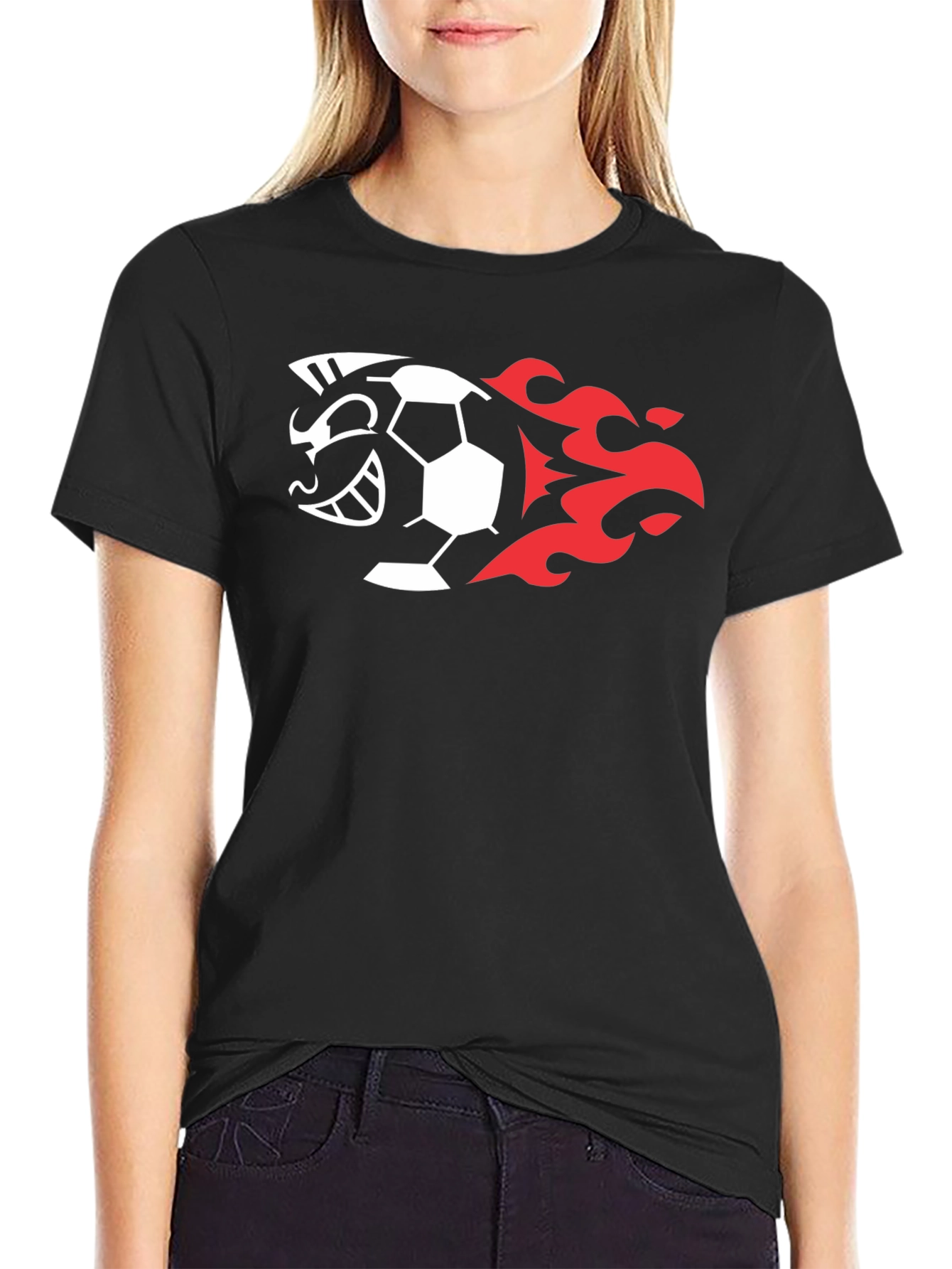 Fiery Soccer Ball Graphic T-Shirt