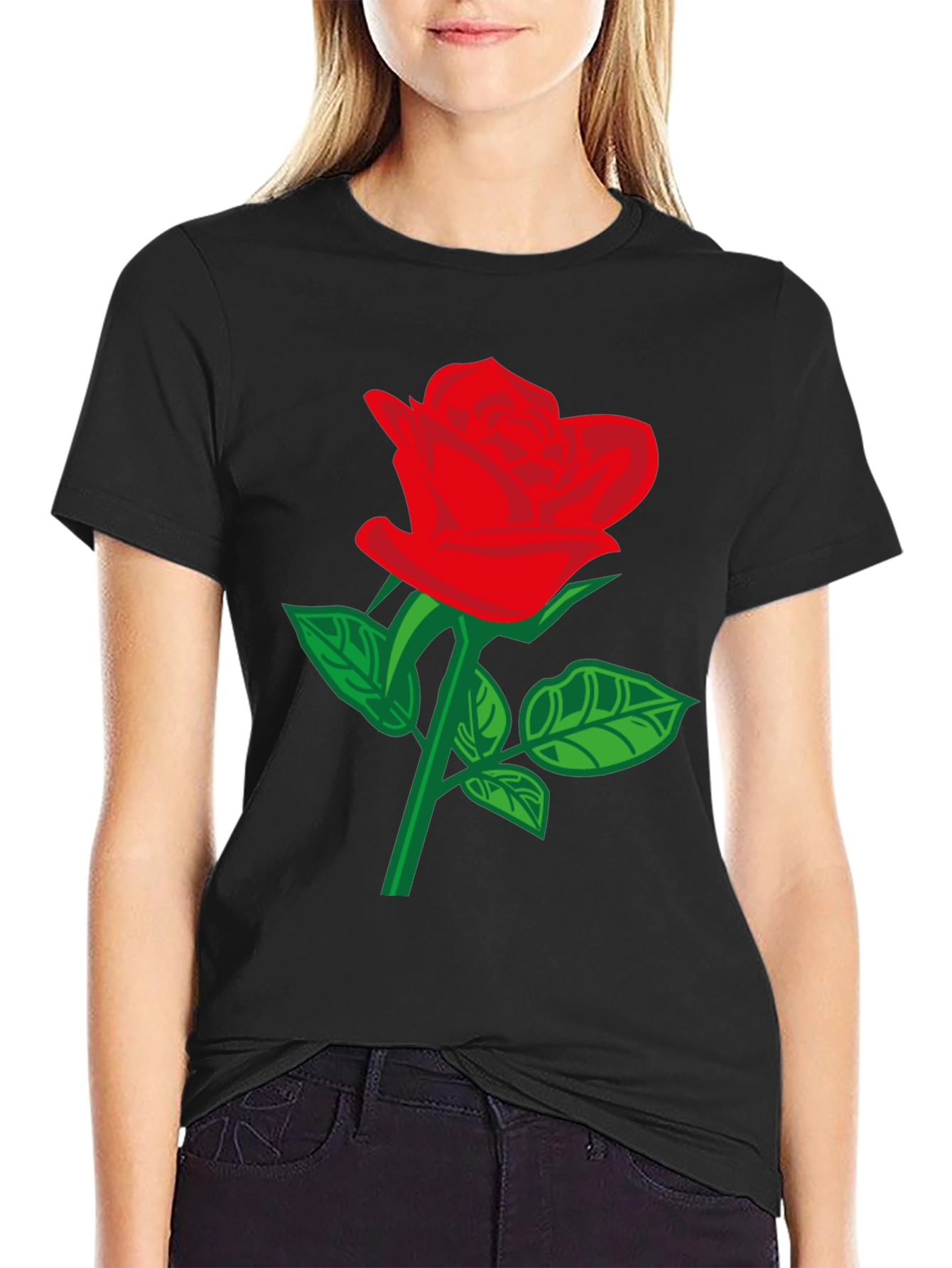 Black Rose T-Shirt - Stylish Floral Design