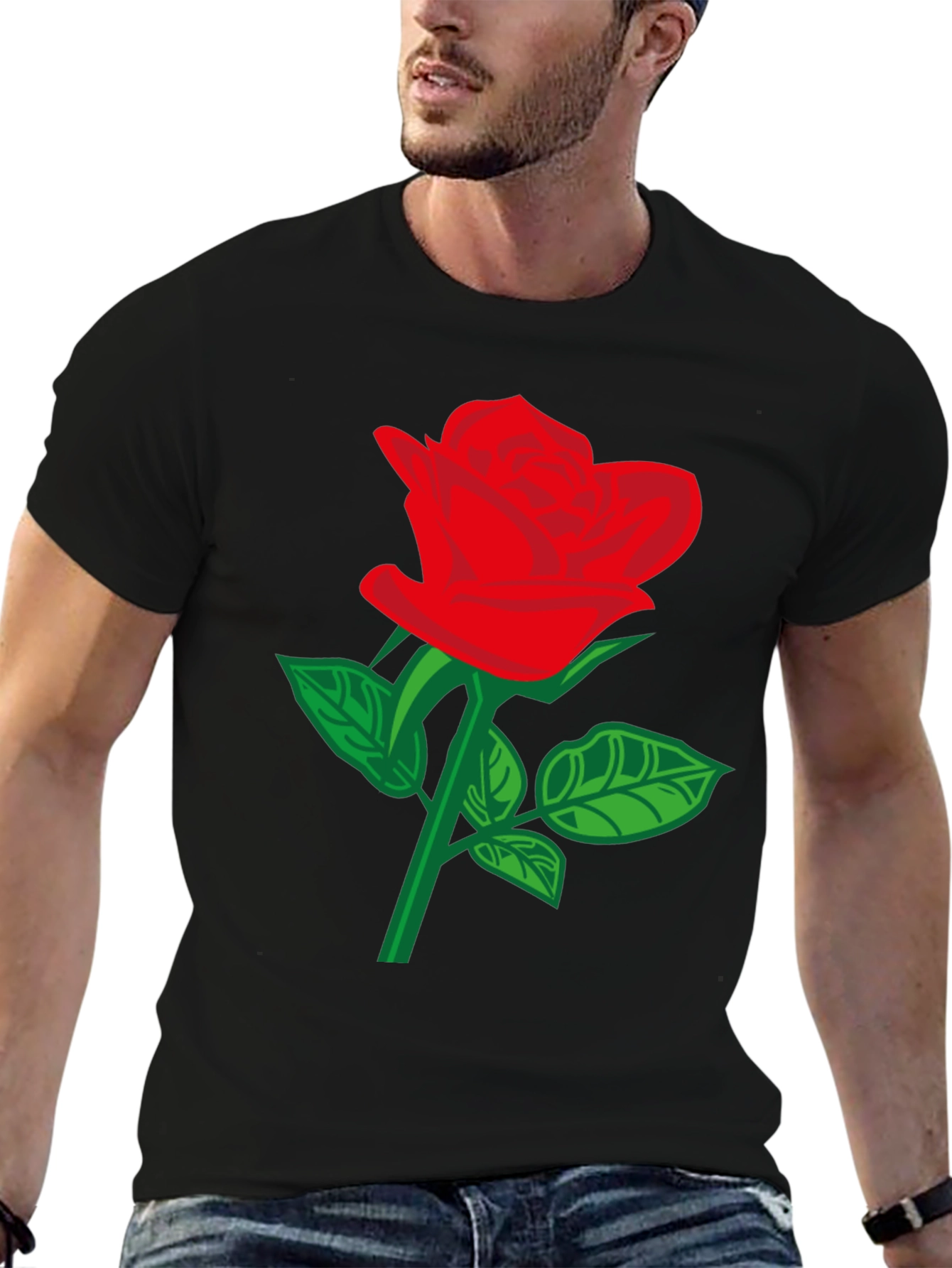 Black Rose T-Shirt - Stylish Floral Design