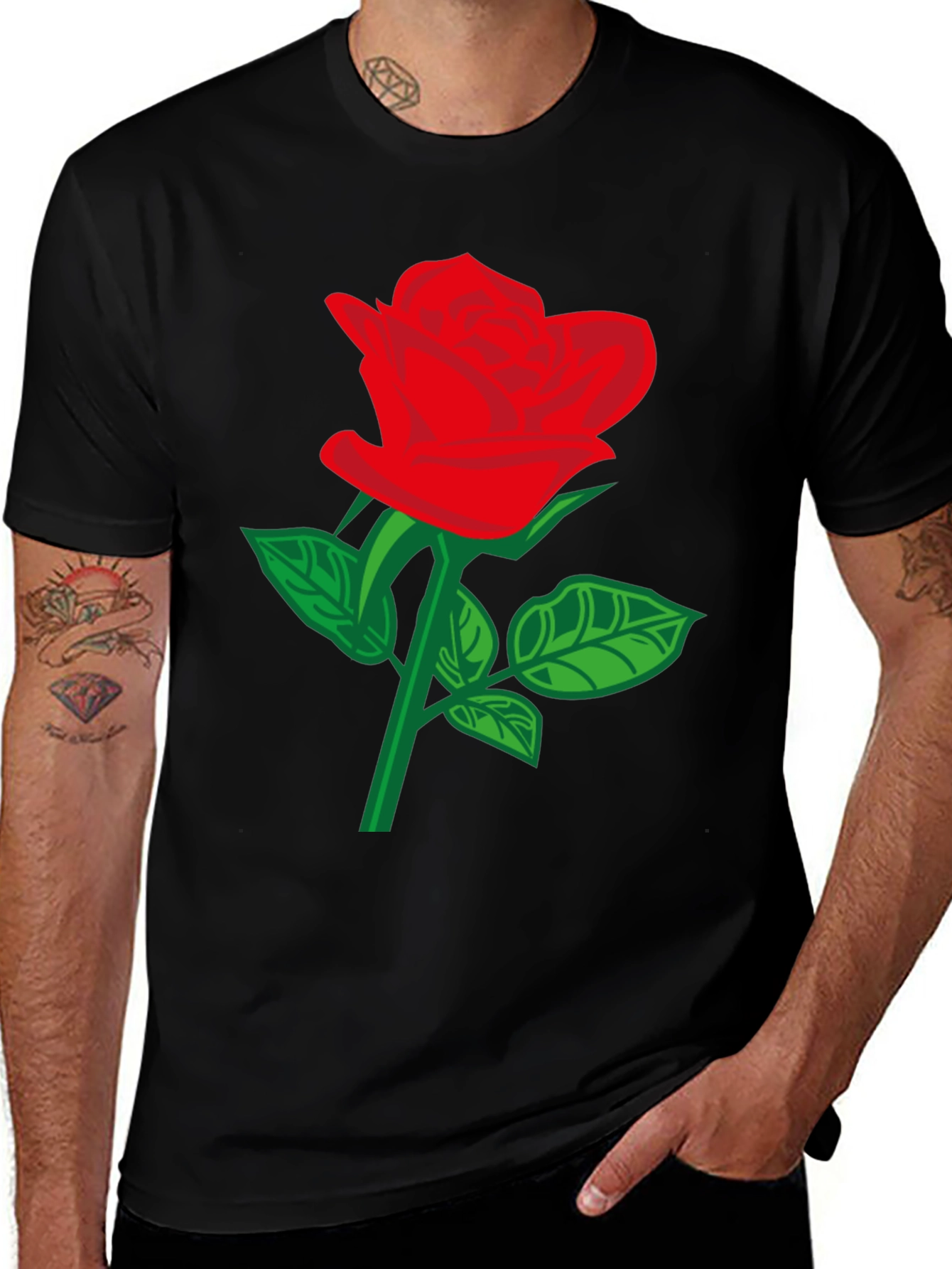 Black Rose T-Shirt - Stylish Floral Design