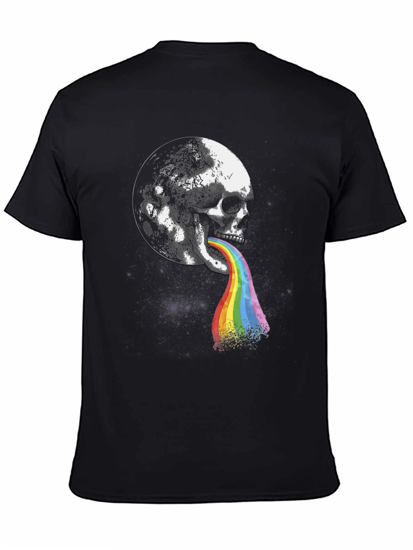 Skull Moon Rainbow Vomit Graphic Tee