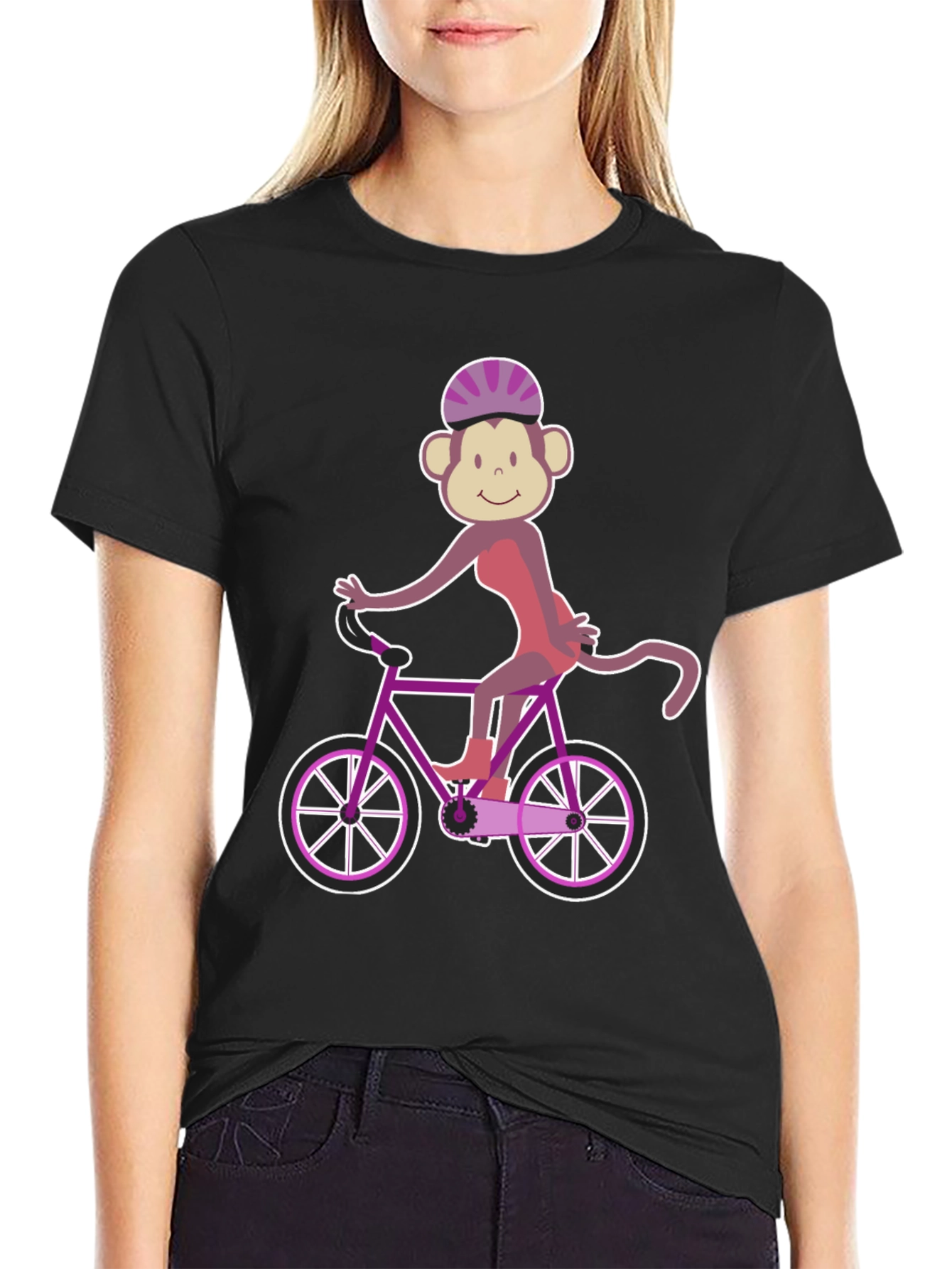Monkey Riding Bike Graphic Tee - Fun Novelty Shirt
