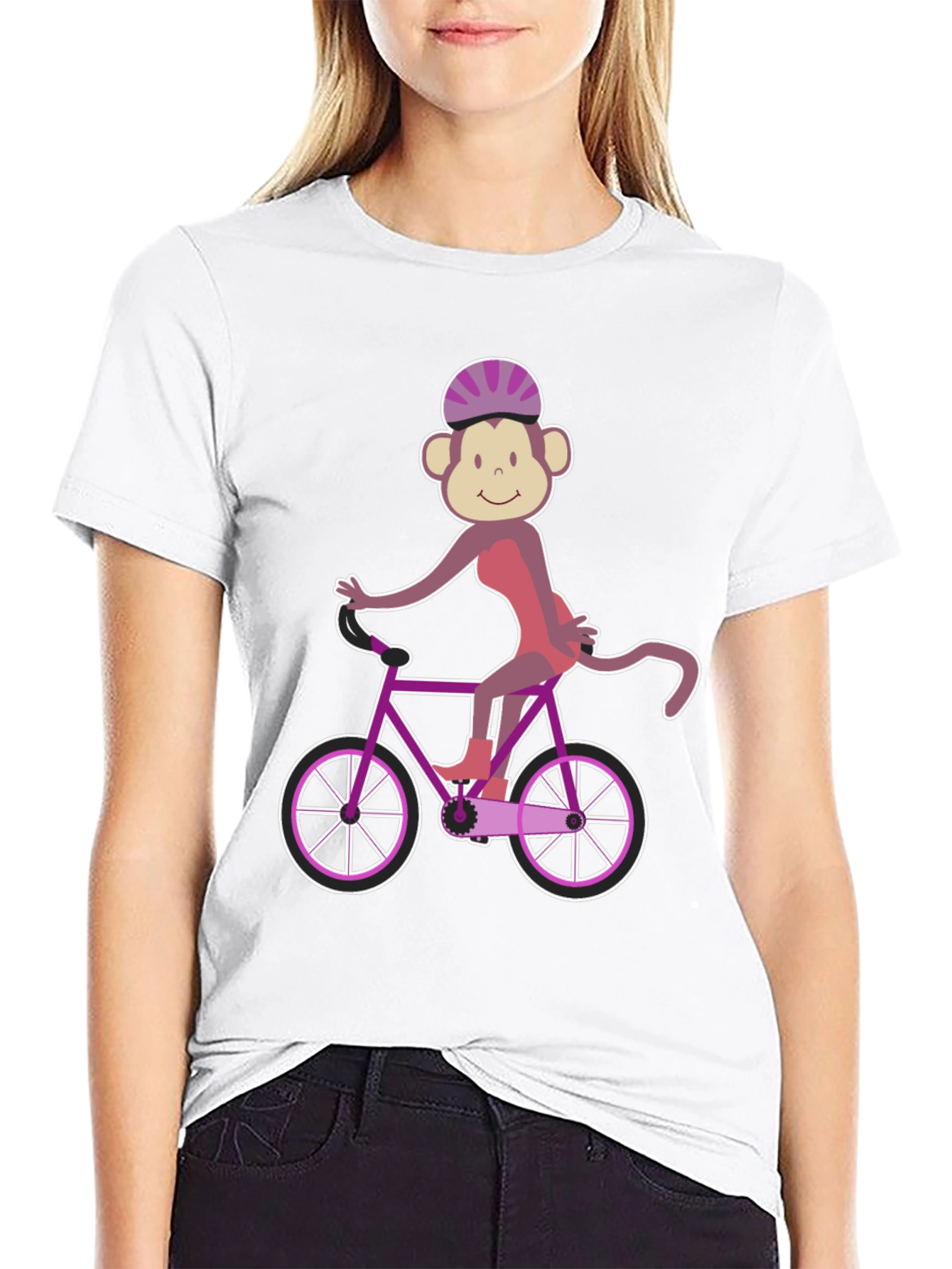 Monkey Riding Bike Graphic Tee - Fun Novelty Shirt