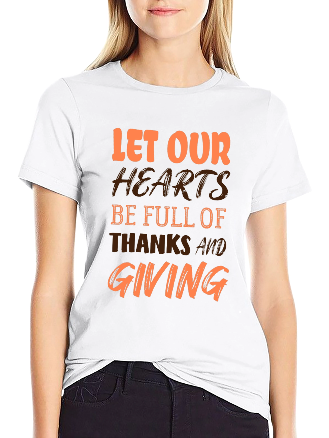 Thanksgiving Graphic T-Shirt - Let Our Hearts Be Full