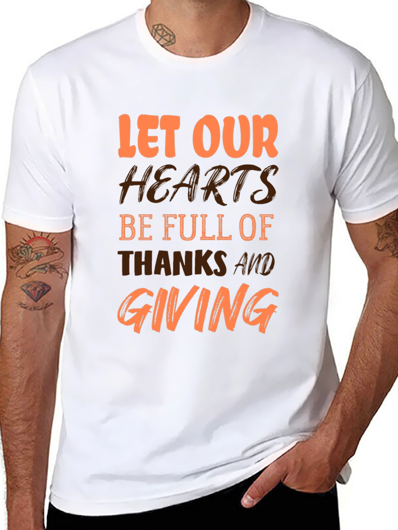 Thanksgiving Graphic T-Shirt - Let Our Hearts Be Full