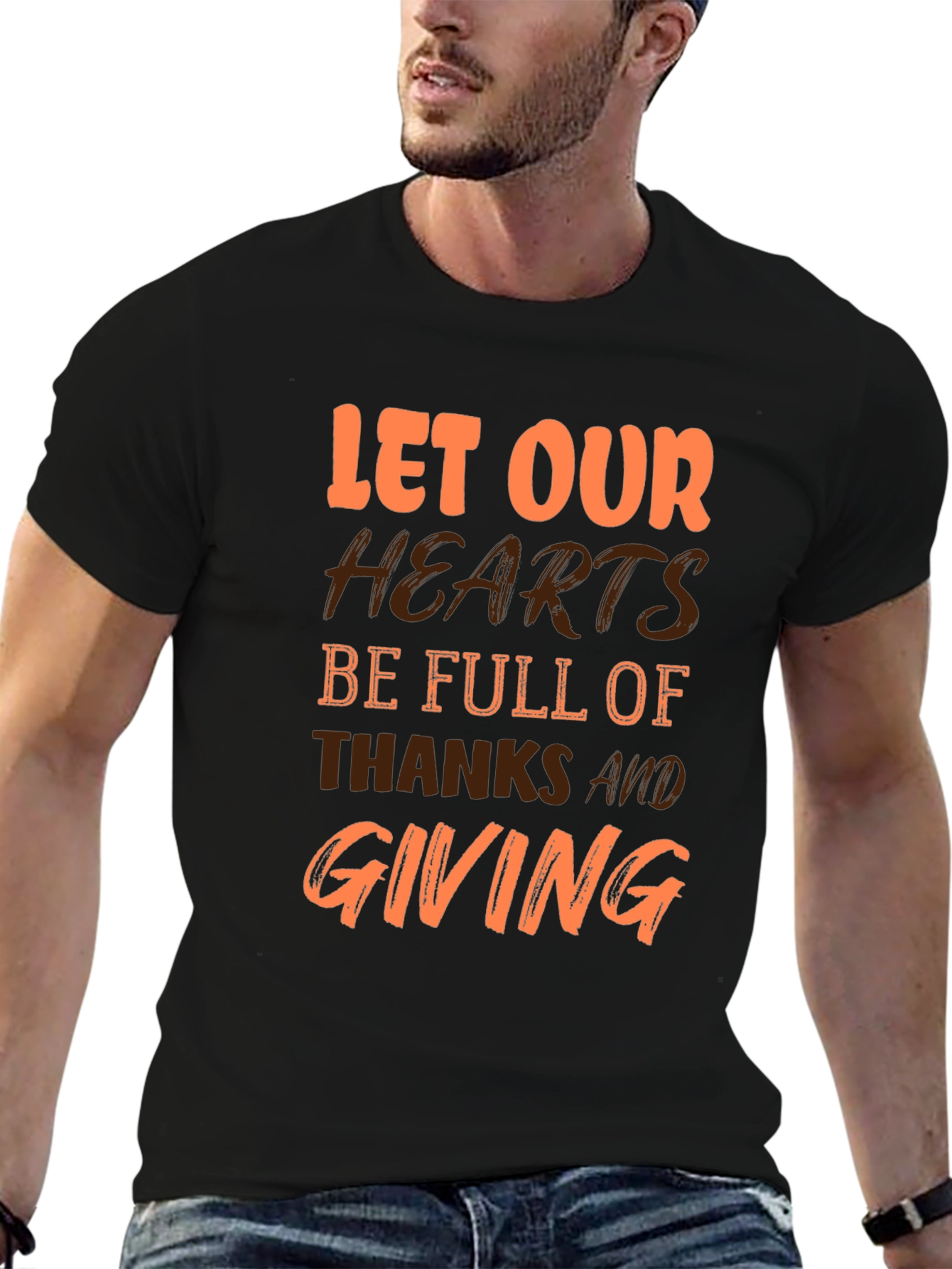 Thanksgiving Graphic T-Shirt - Let Our Hearts Be Full
