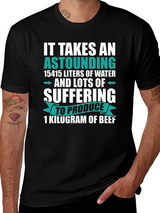Astounding Beef Fact T-Shirt - Black Cotton Tee