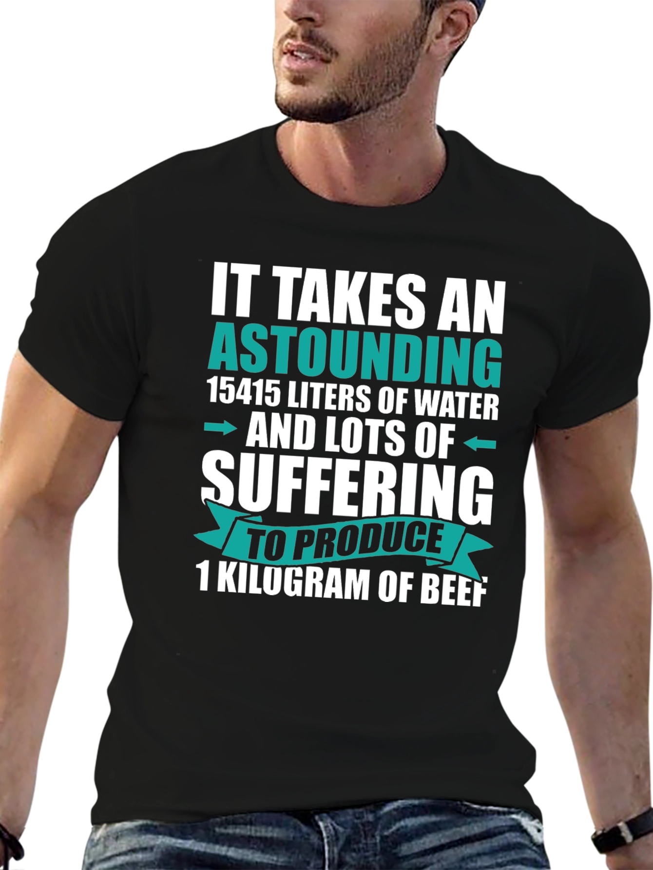 Astounding Beef Fact T-Shirt - Black Cotton Tee