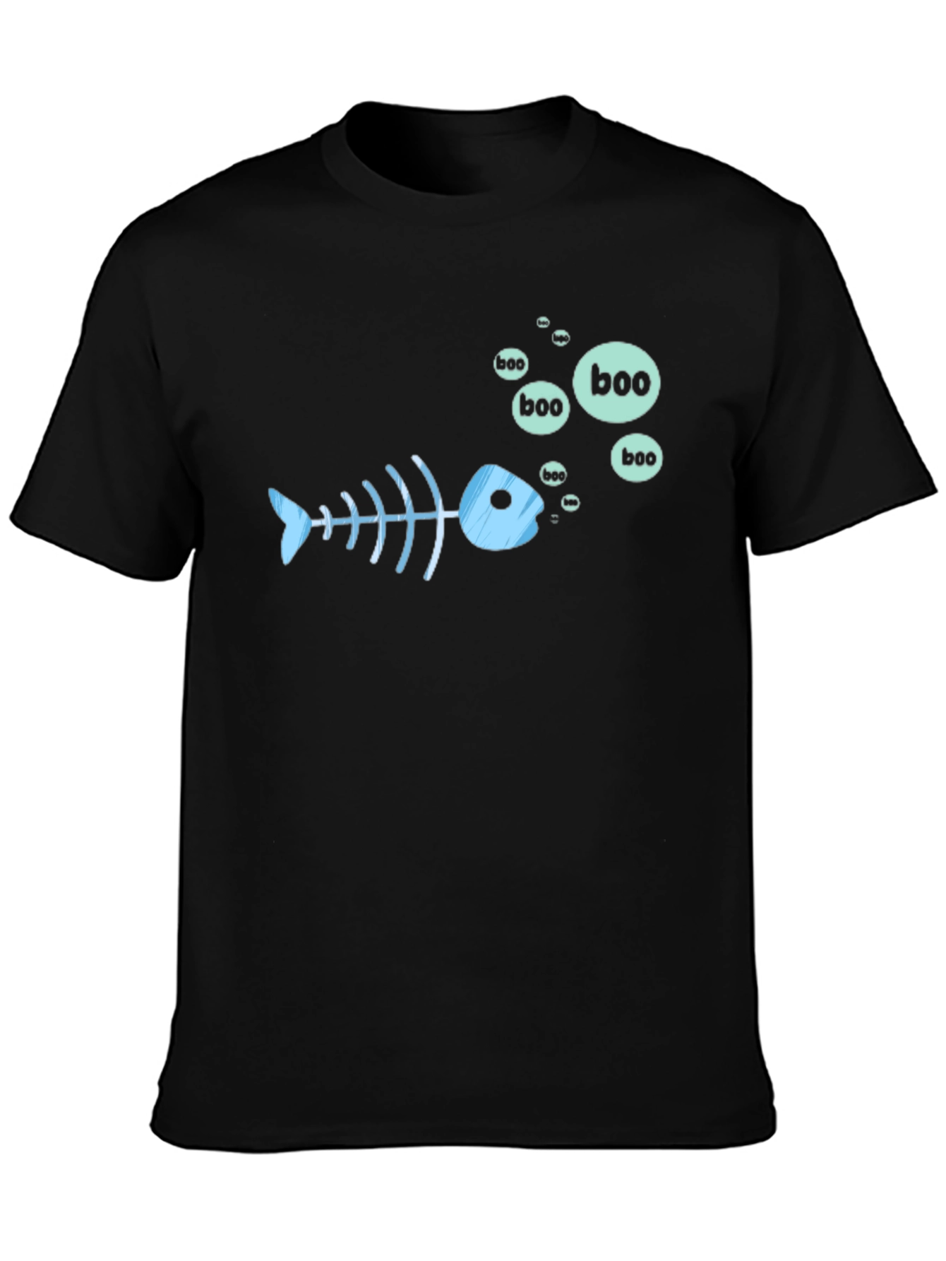 Boo Fish Skeleton Graphic Tee - Black