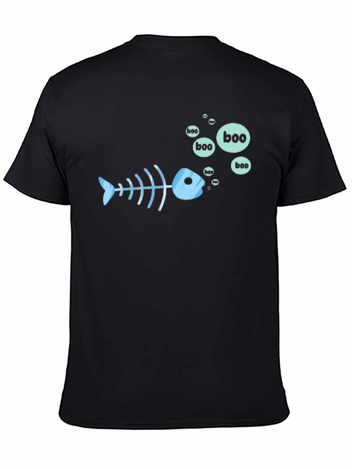 Boo Fish Skeleton Graphic Tee - Black