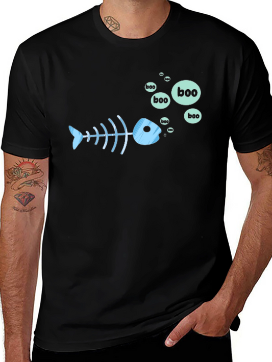 Boo Fish Skeleton Graphic Tee - Black