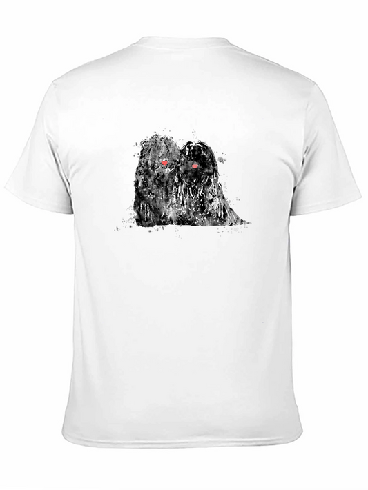 Abstract Dogs Watercolor Black T-Shirt