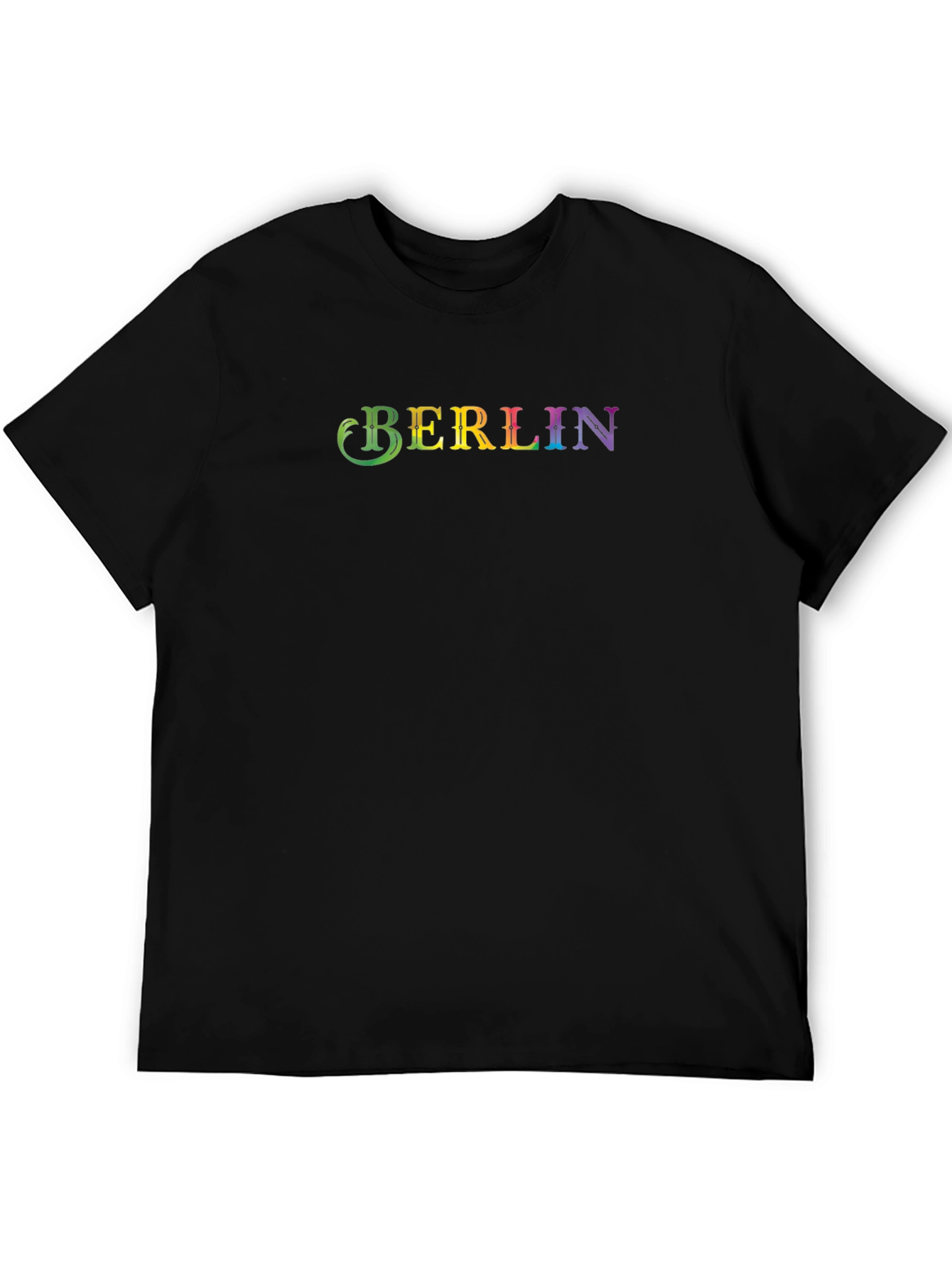 Berlin Rainbow Lettering Black T-Shirt