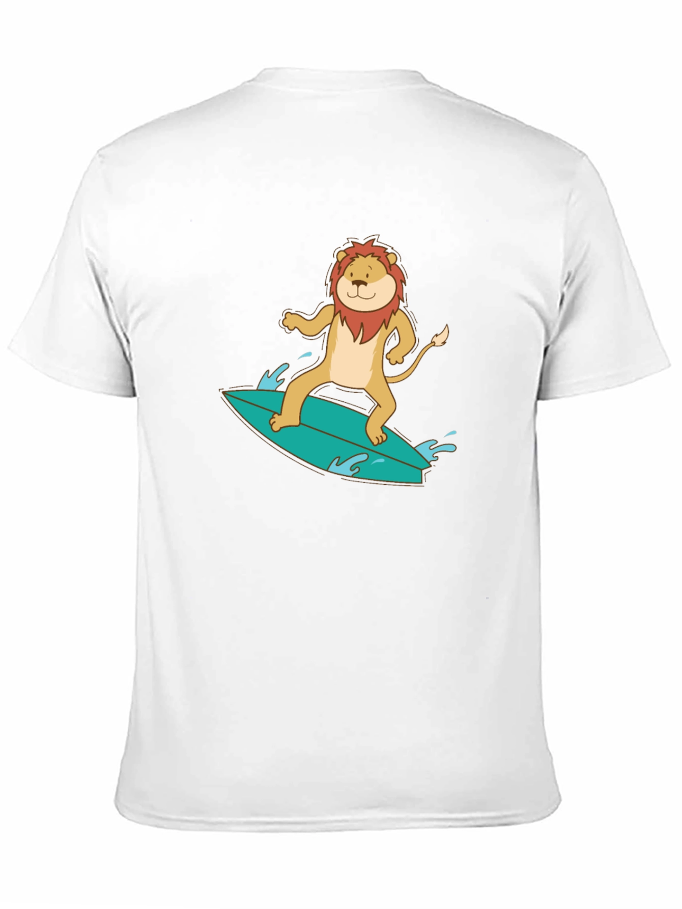 Lion Surfing Graphic Tee - Cool Animal T-Shirt