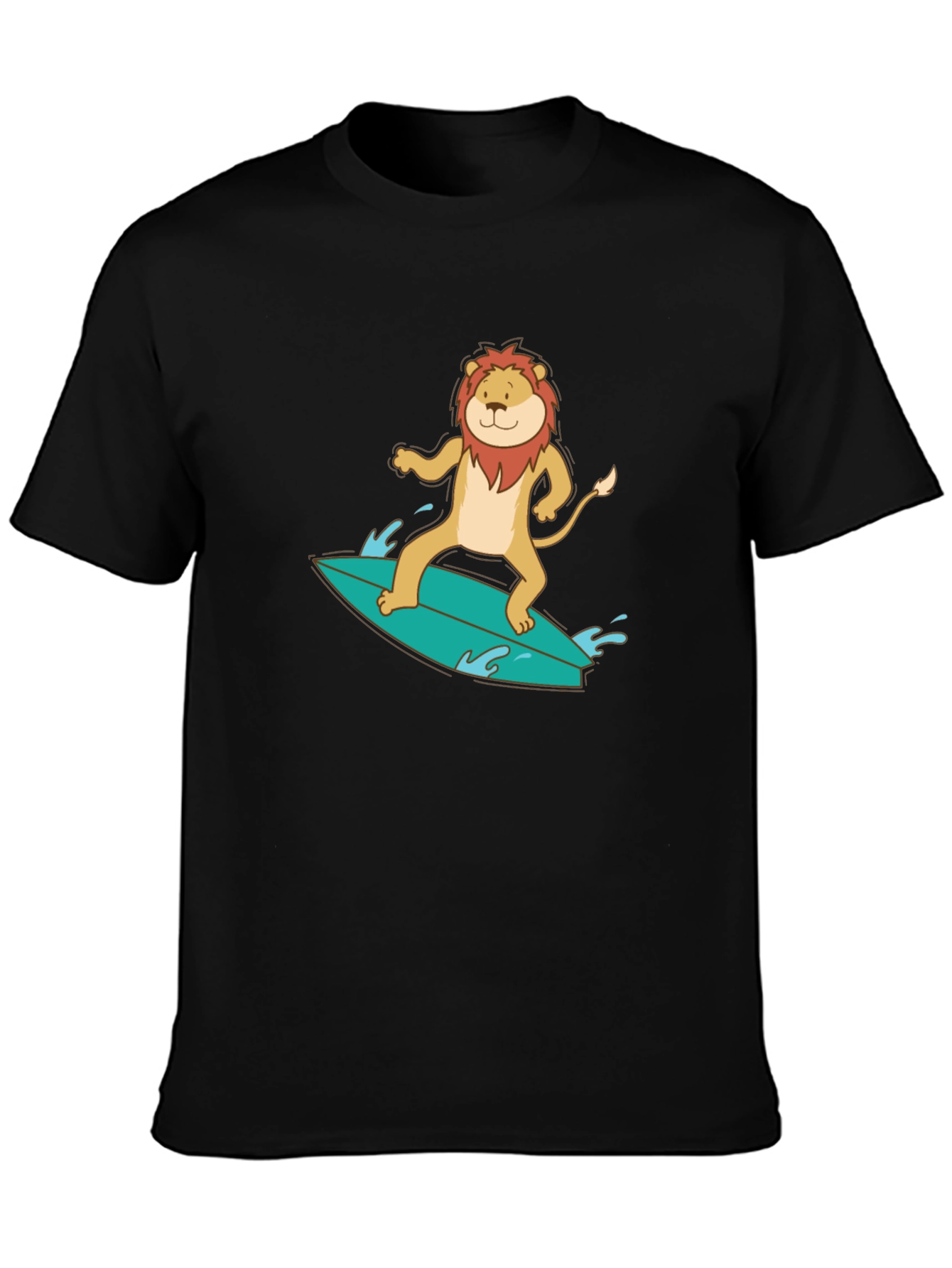 Lion Surfing Graphic Tee - Cool Animal T-Shirt