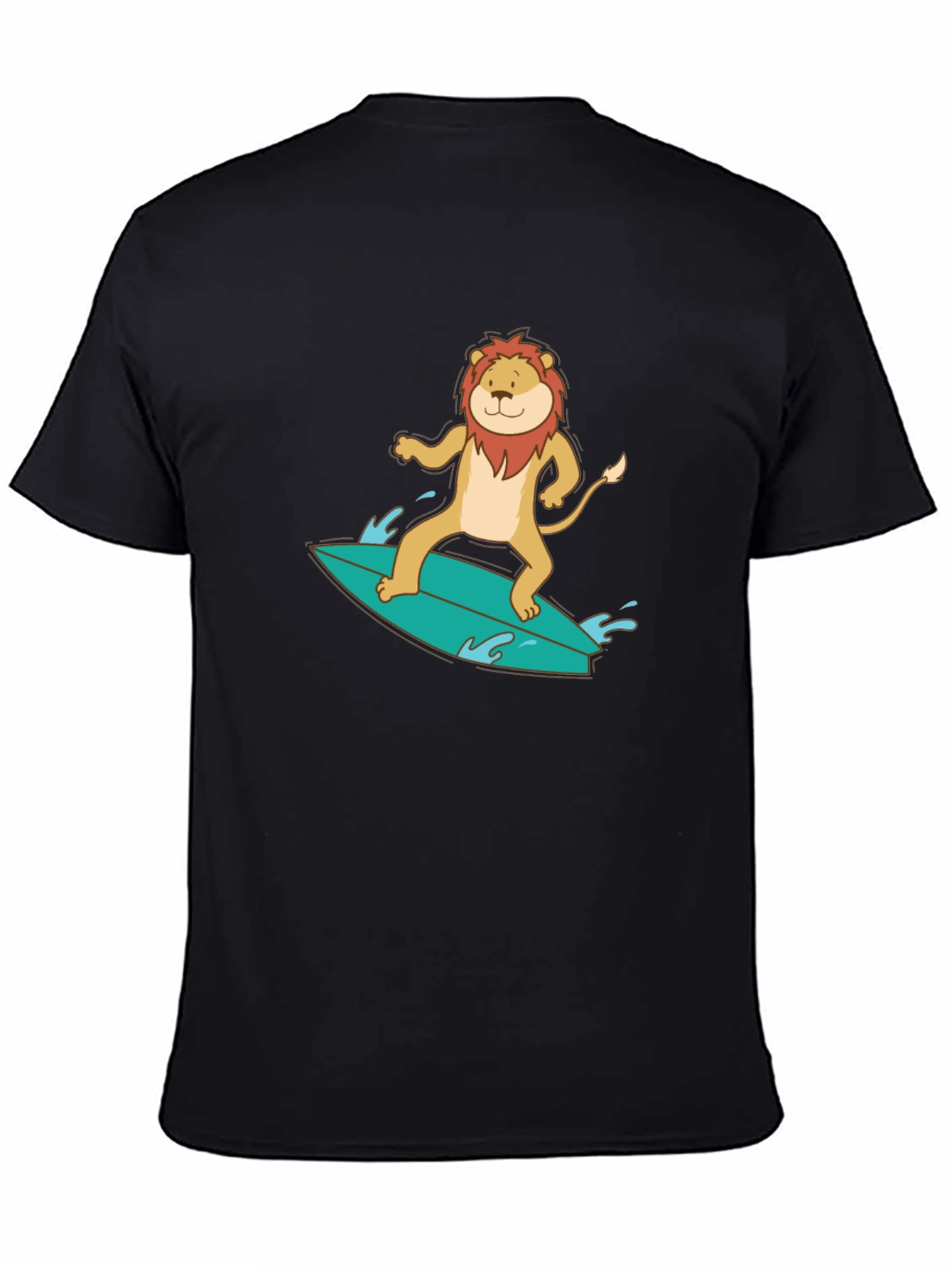 Lion Surfing Graphic Tee - Cool Animal T-Shirt