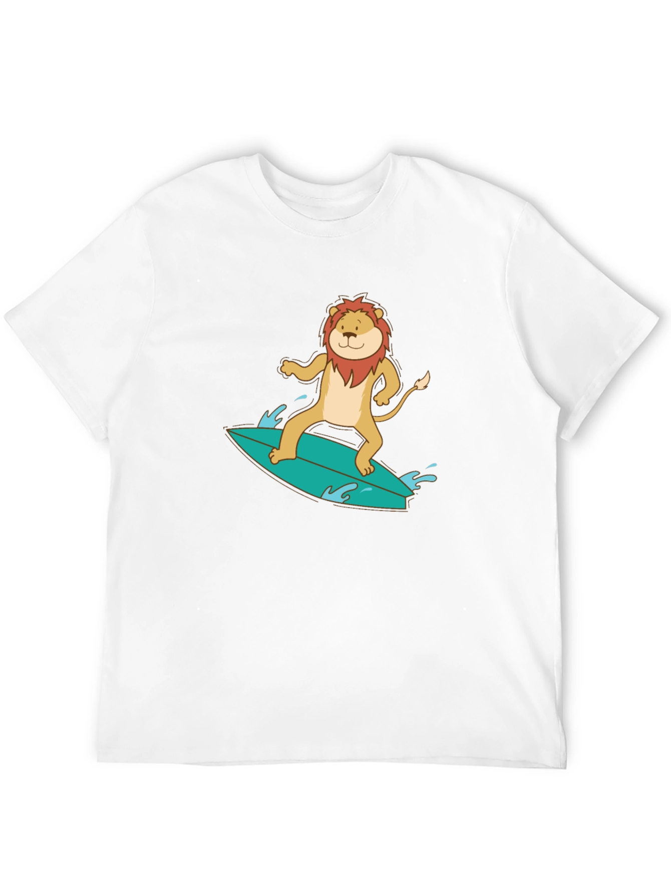 Lion Surfing Graphic Tee - Cool Animal T-Shirt