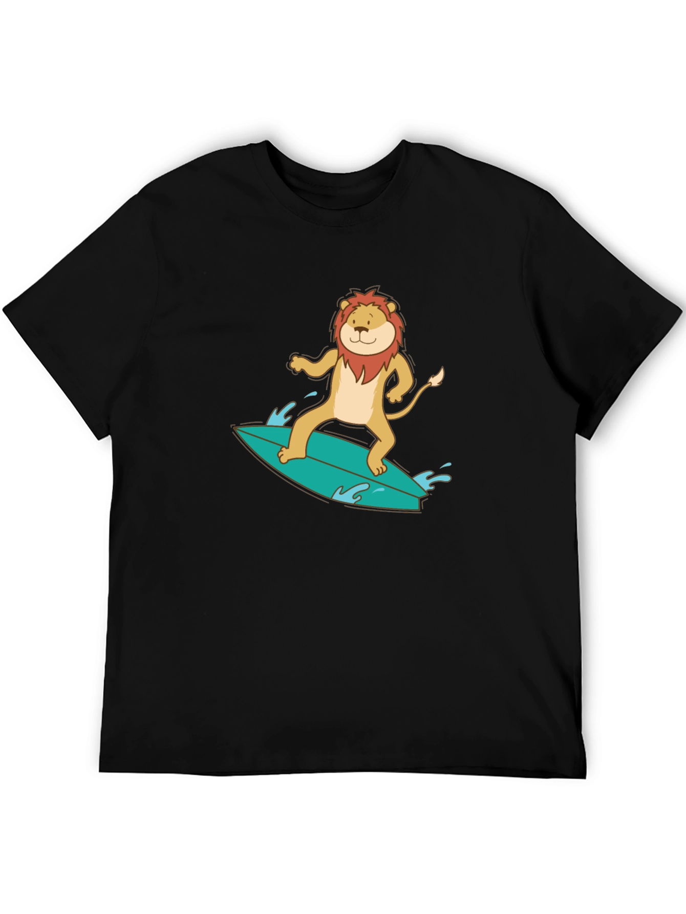 Lion Surfing Graphic Tee - Cool Animal T-Shirt