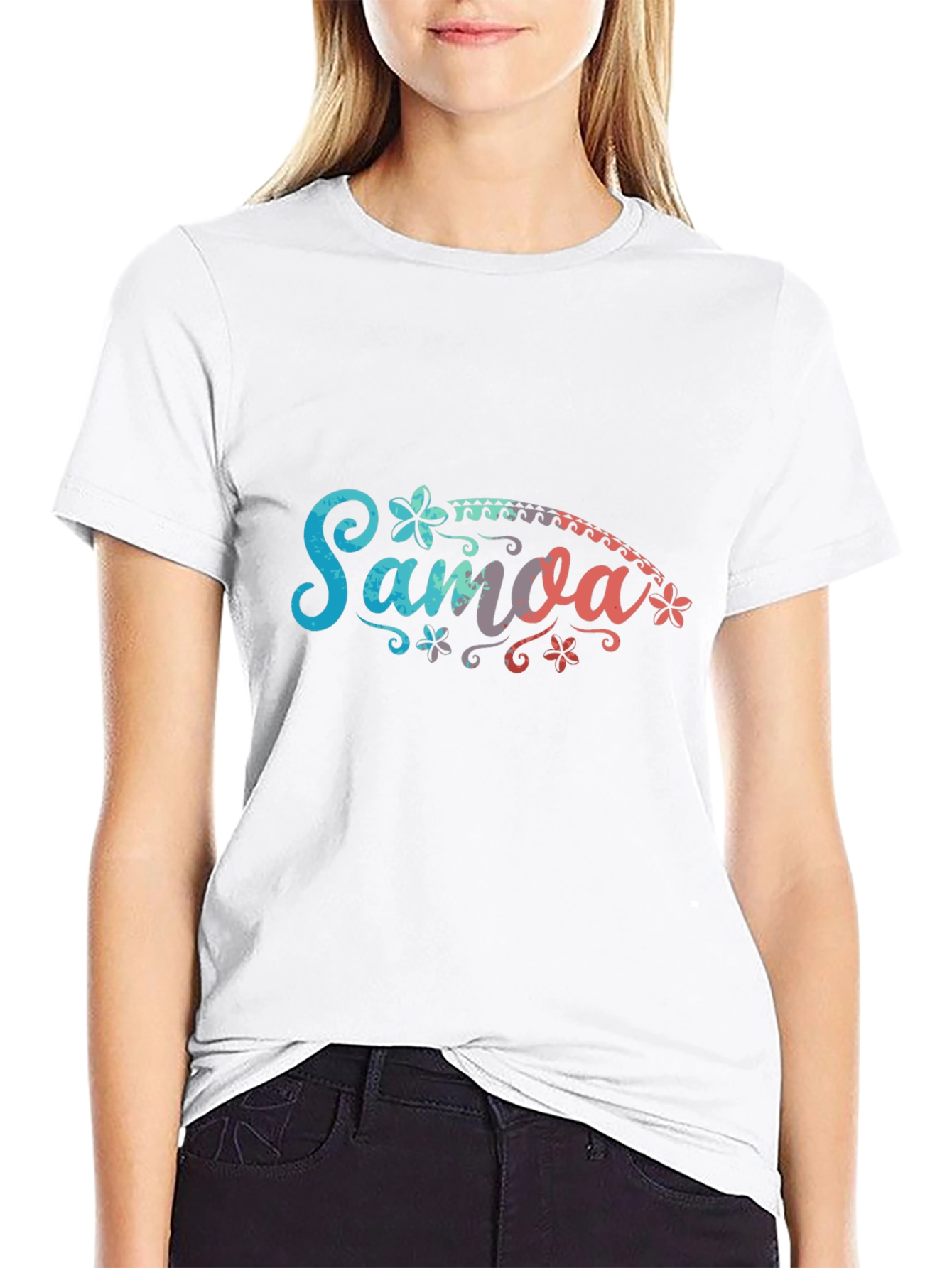 Samoa Floral Graphic Black T-Shirt