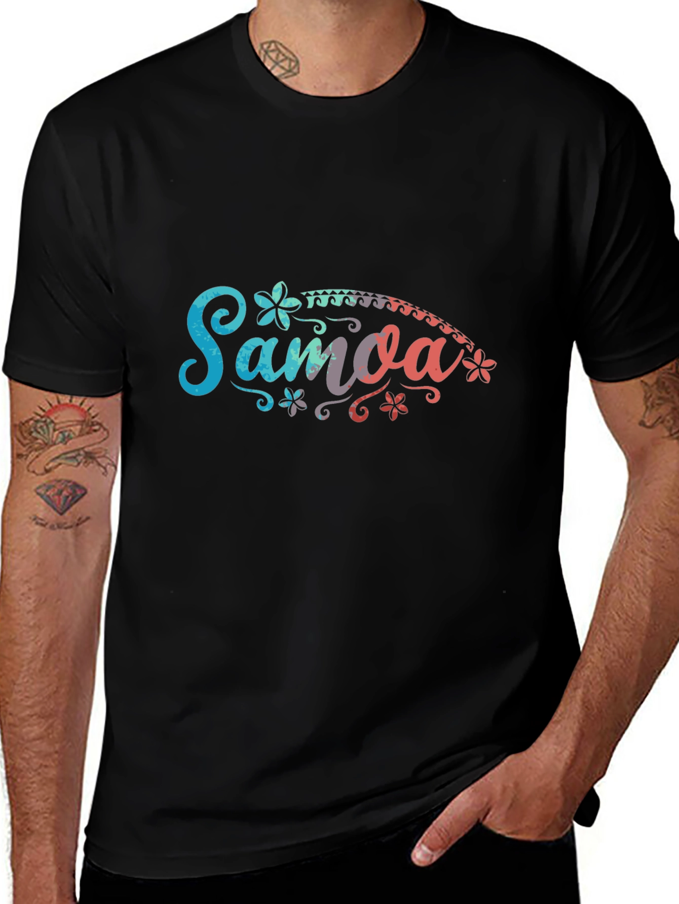 Samoa Floral Graphic Black T-Shirt