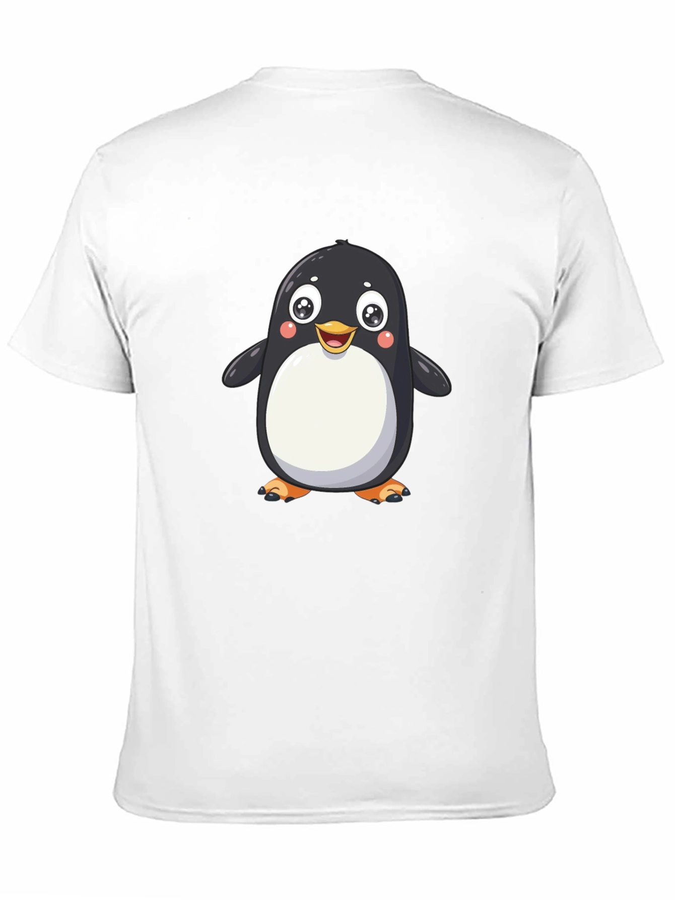 Cute Cartoon Penguin Graphic Tee - Black