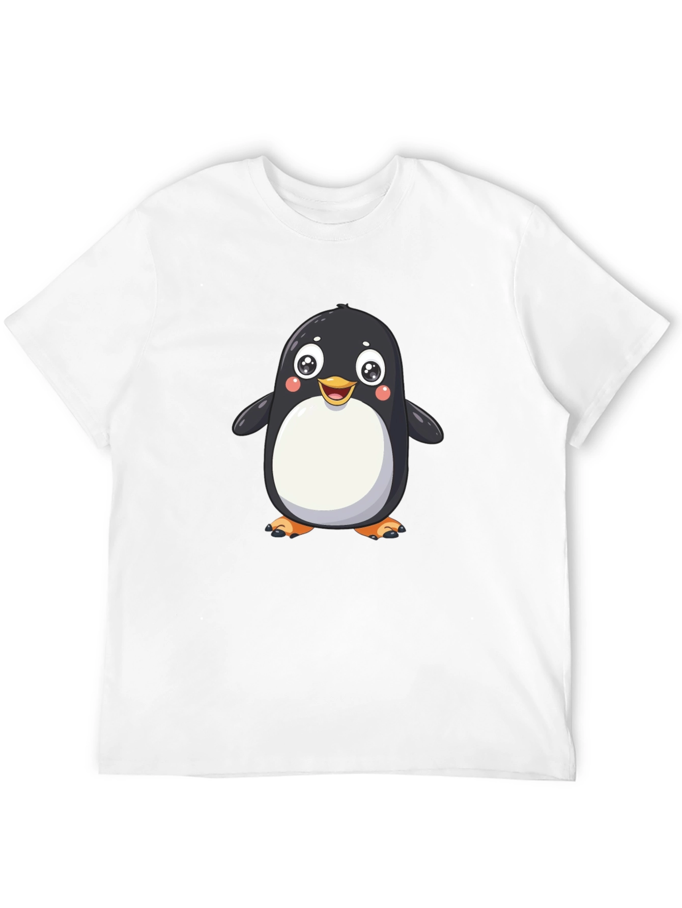 Cute Cartoon Penguin Graphic Tee - Black