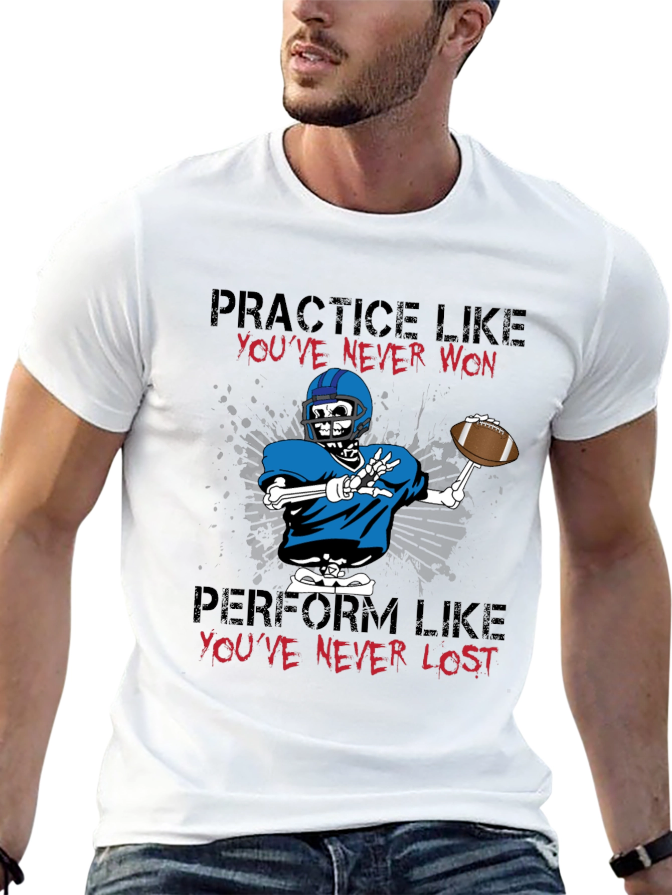 Football Skeleton Graphic T-Shirt