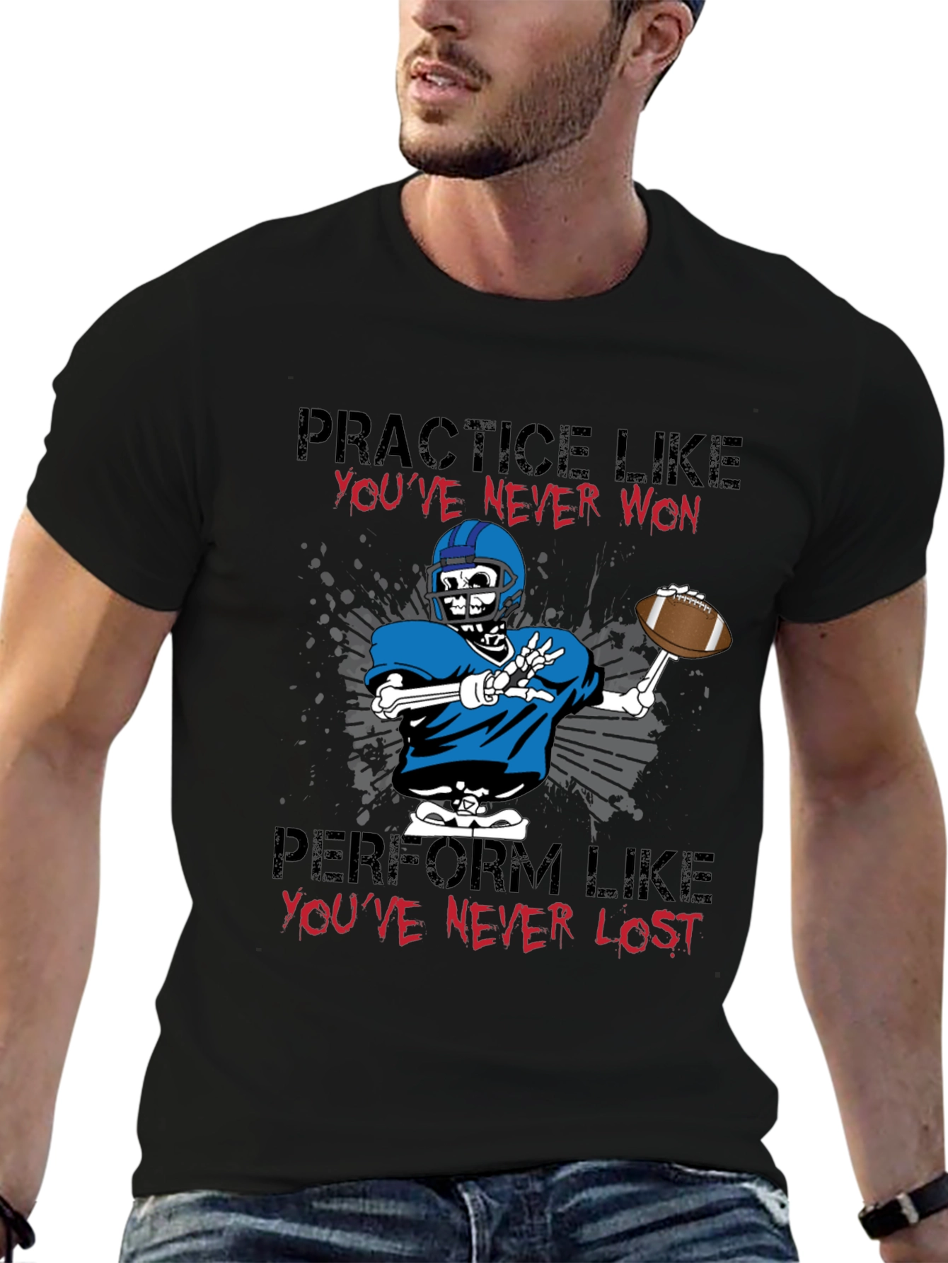 Football Skeleton Graphic T-Shirt