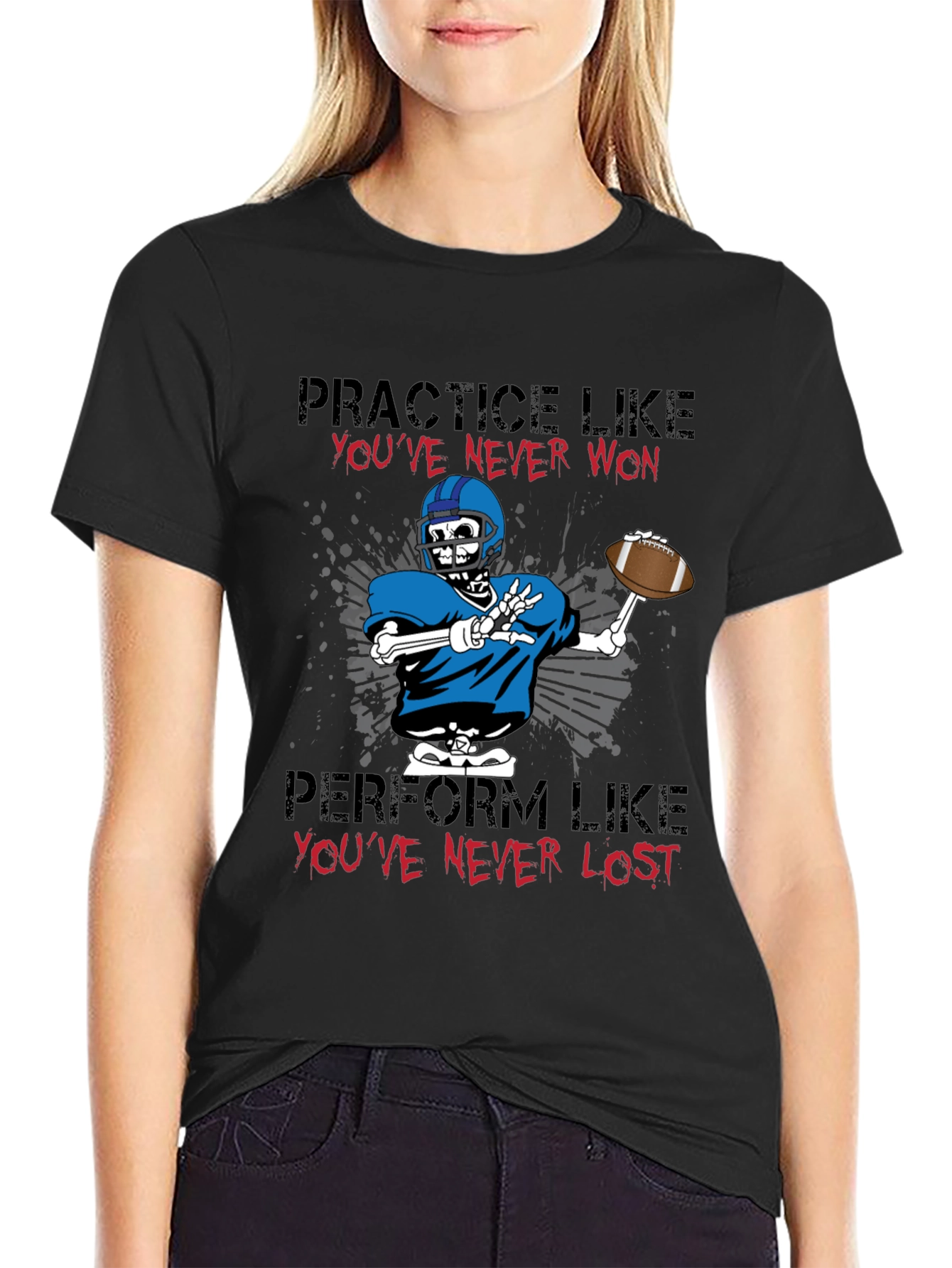 Football Skeleton Graphic T-Shirt