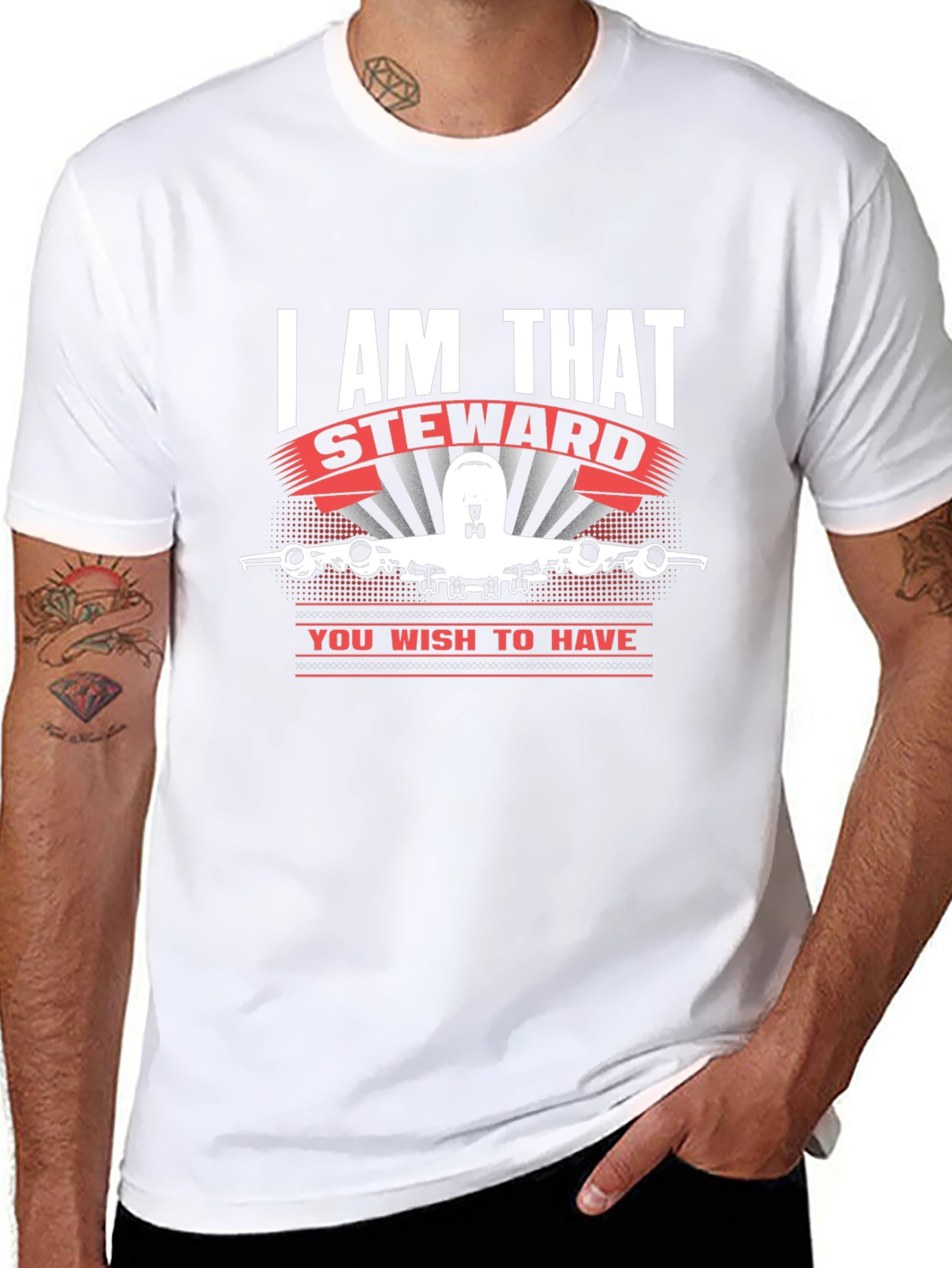 I AM THAT Steward T-Shirt Airplane Design
