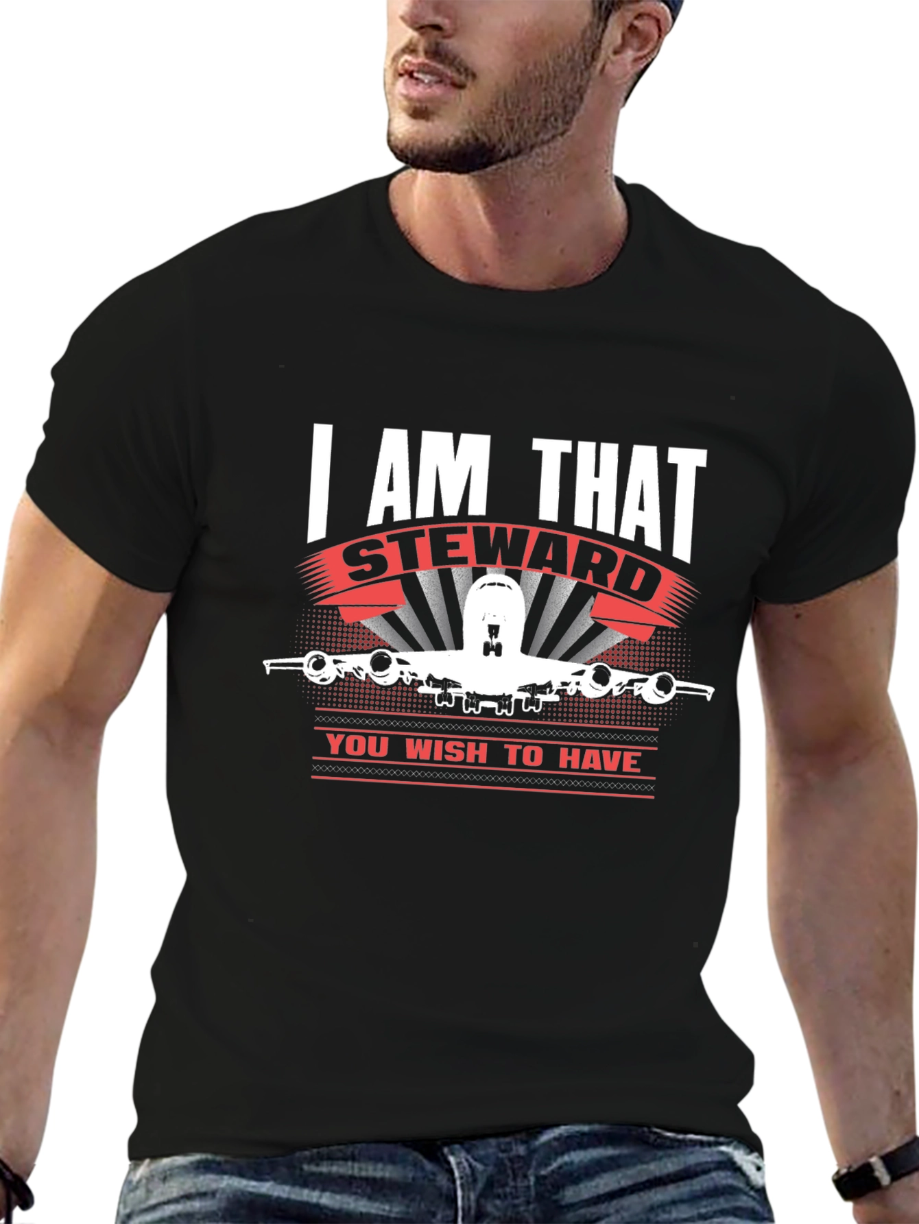I AM THAT Steward T-Shirt Airplane Design