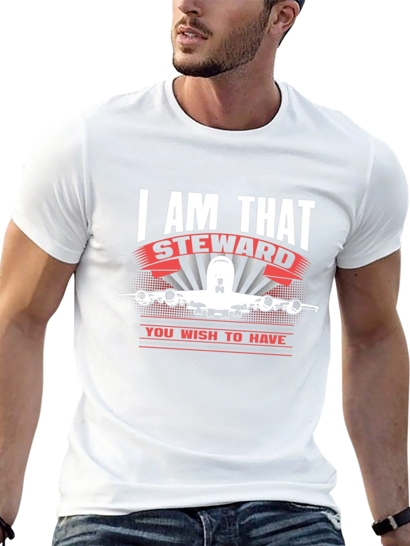 I AM THAT Steward T-Shirt Airplane Design