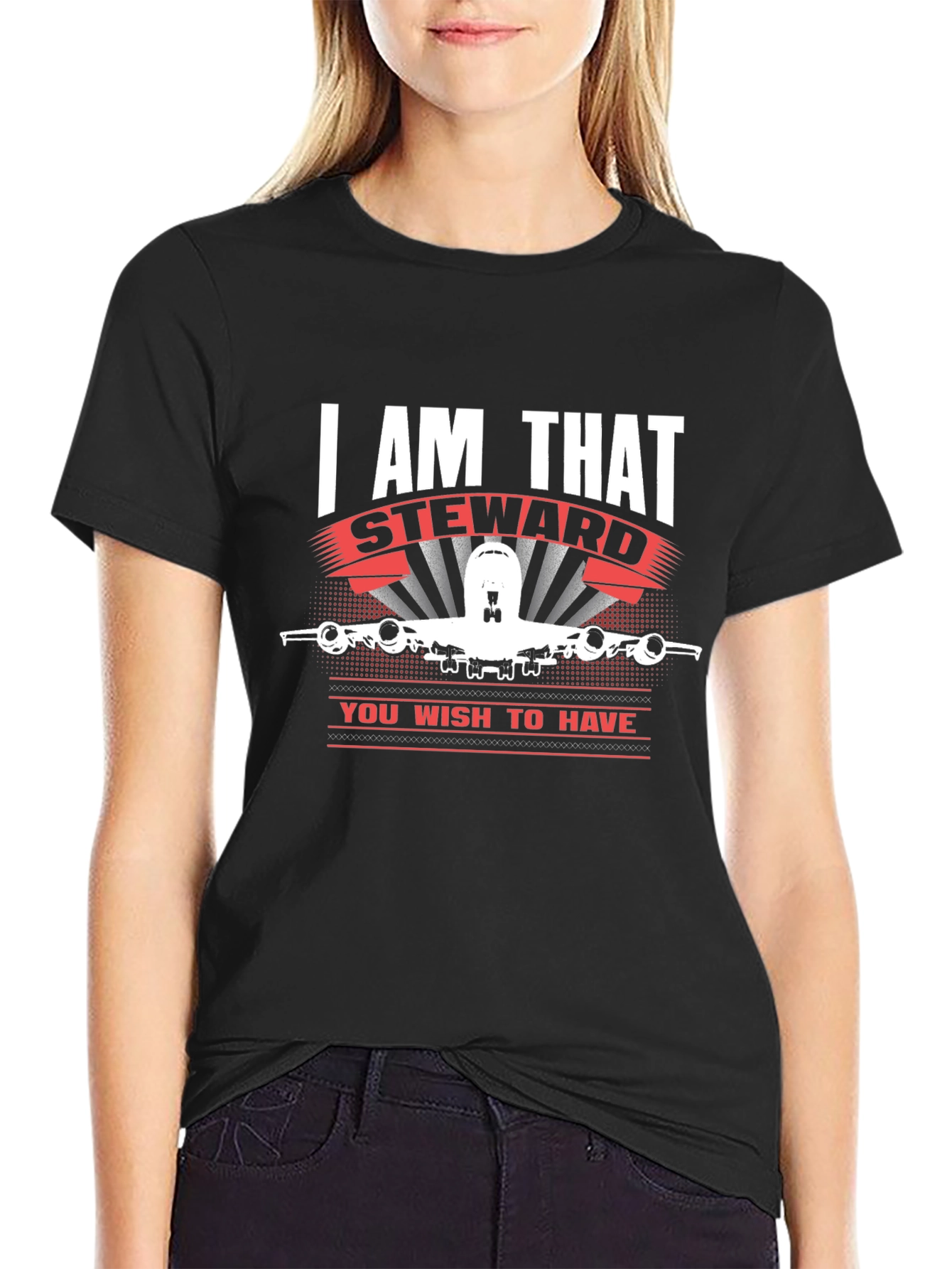 I AM THAT Steward T-Shirt Airplane Design