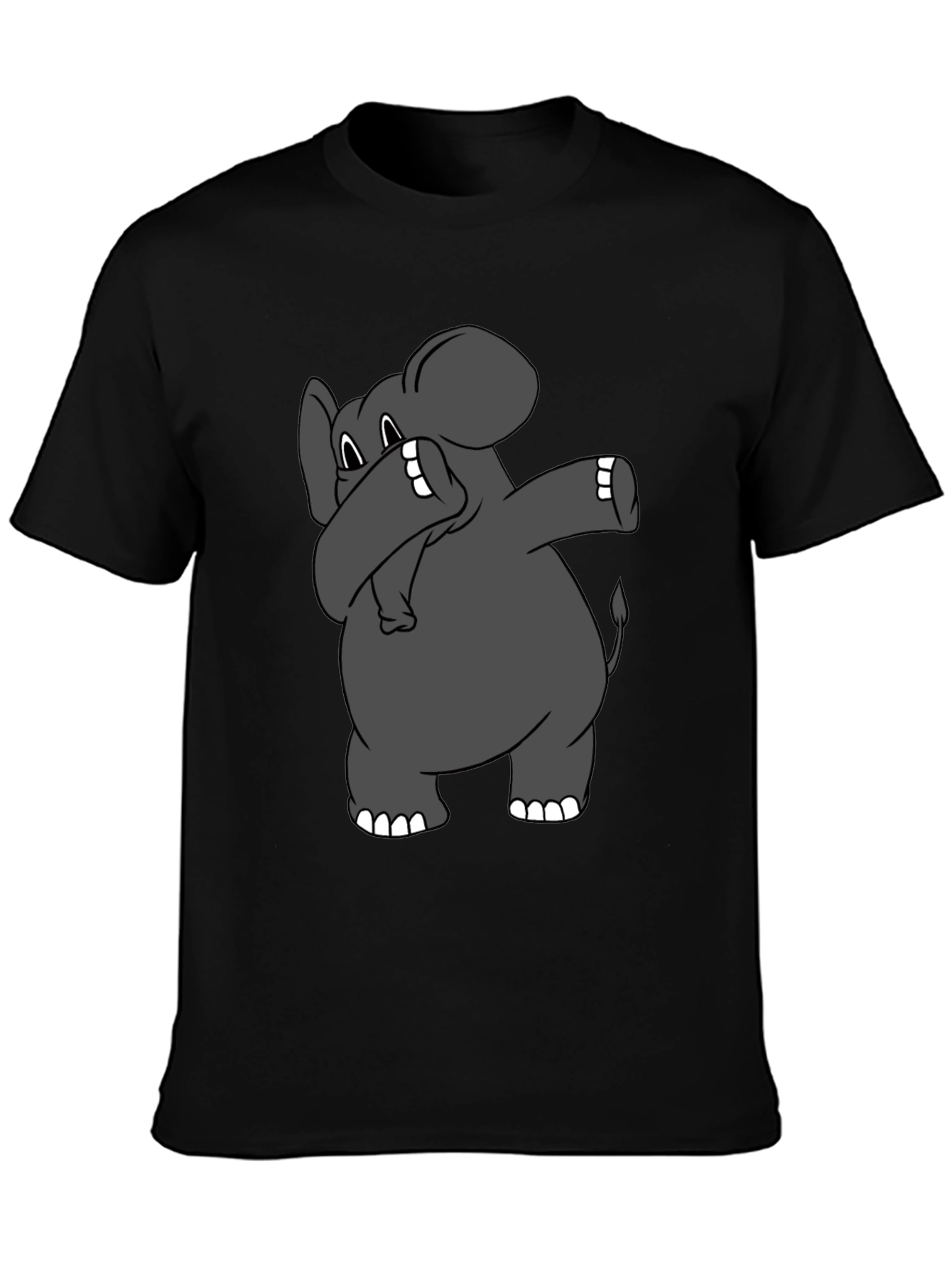 Dabbing Elephant Graphic T-Shirt - Black Cotton Tee