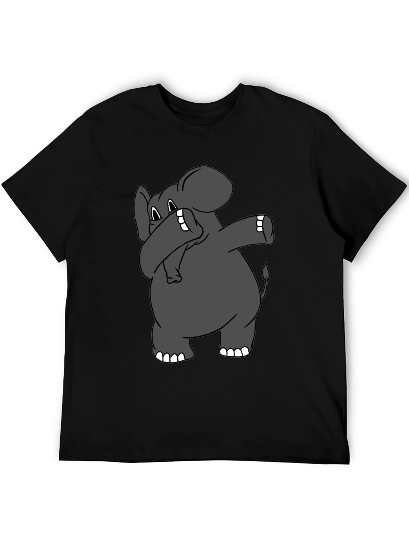 Dabbing Elephant Graphic T-Shirt - Black Cotton Tee