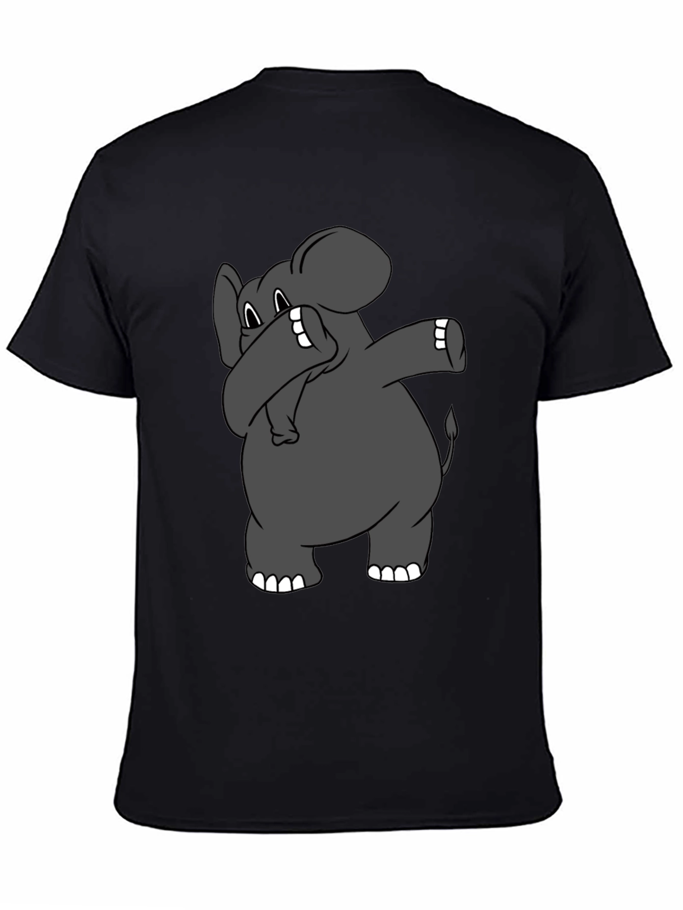 Dabbing Elephant Graphic T-Shirt - Black Cotton Tee