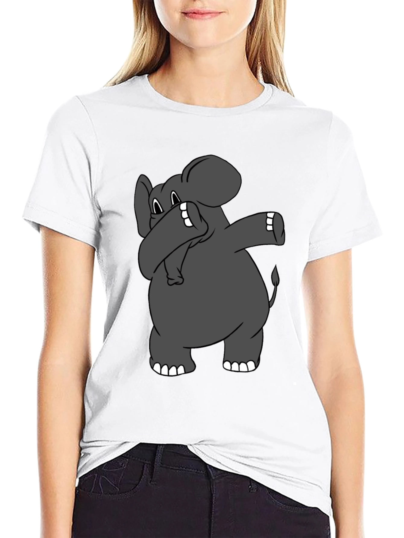 Dabbing Elephant Graphic T-Shirt - Black Cotton Tee
