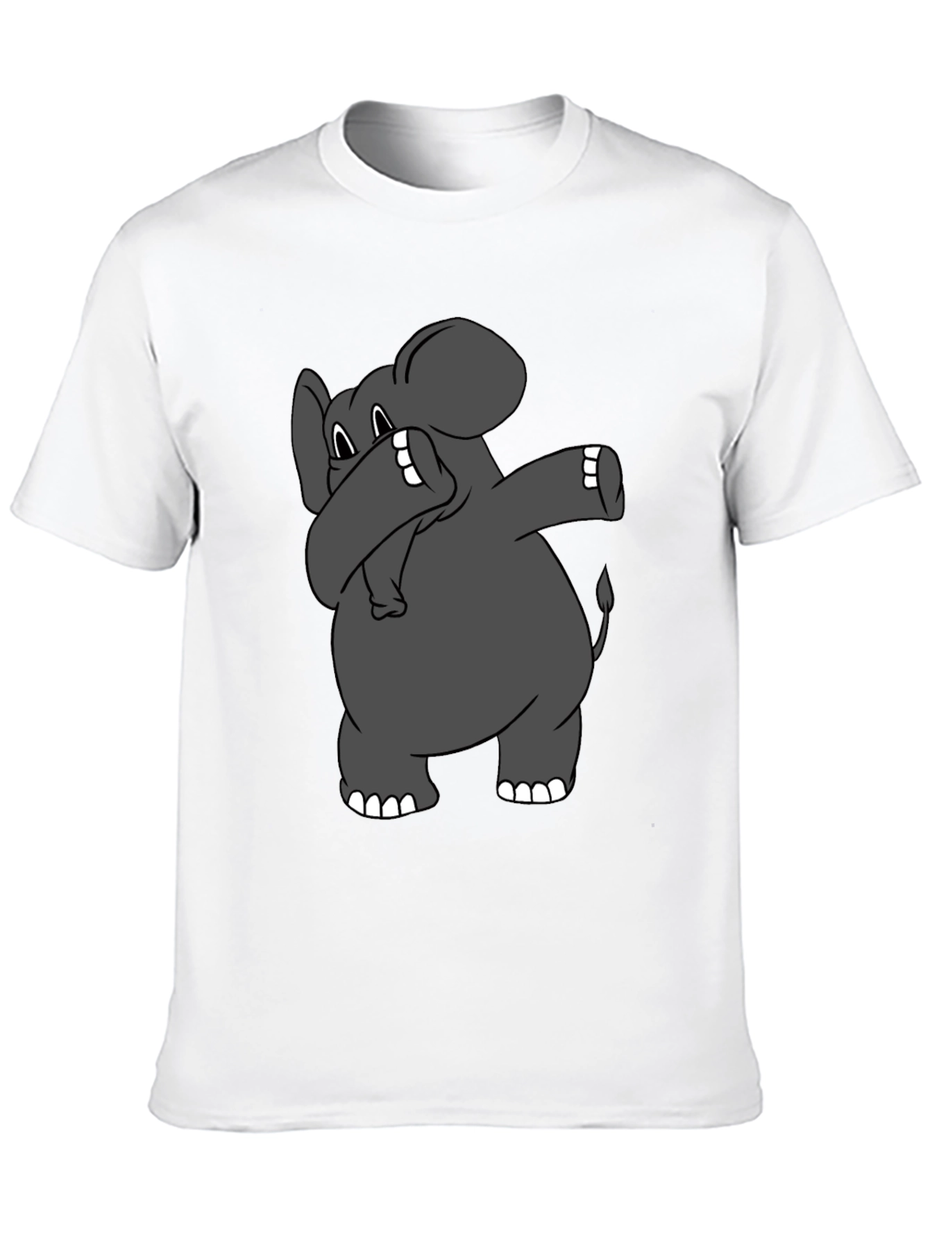Dabbing Elephant Graphic T-Shirt - Black Cotton Tee