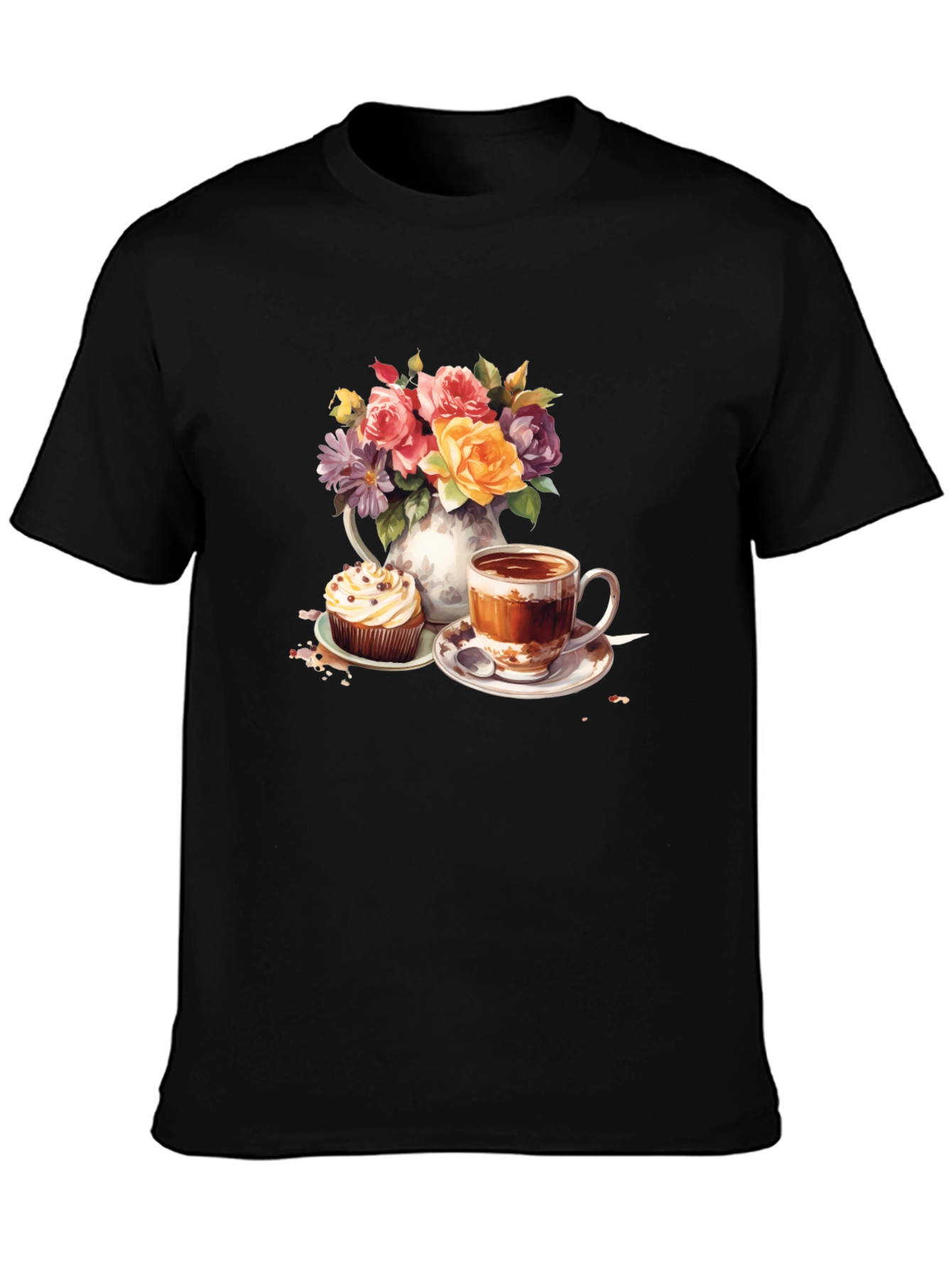 Floral Tea & Cupcake Graphic Tee