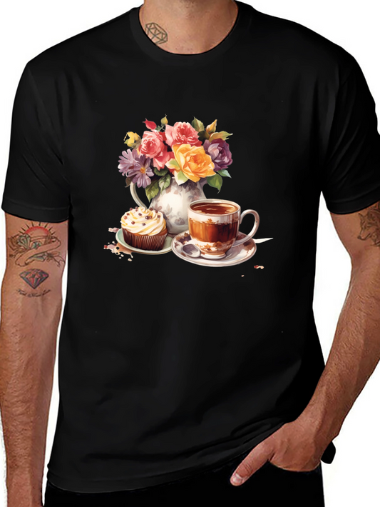 Floral Tea & Cupcake Graphic Tee
