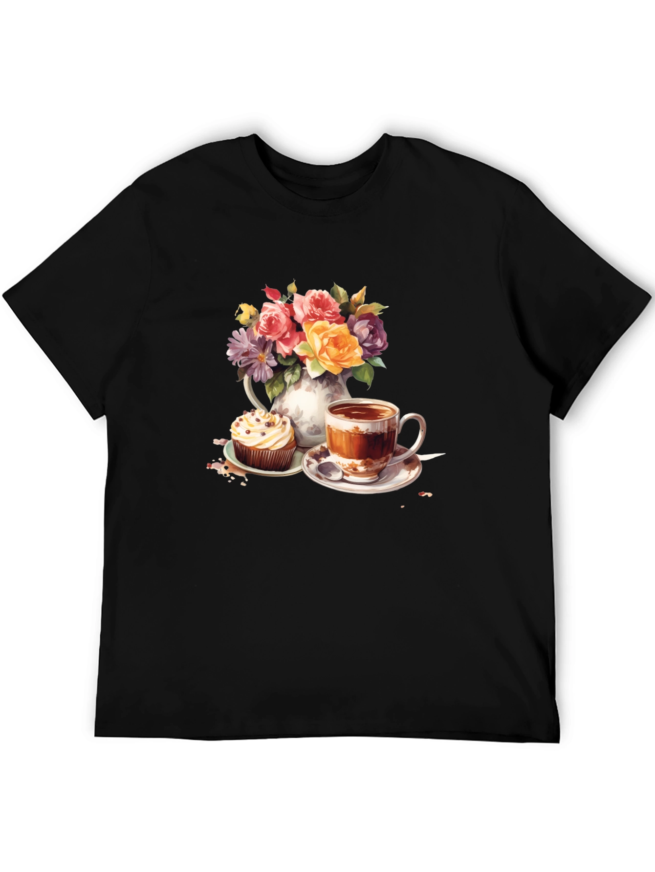 Floral Tea & Cupcake Graphic Tee